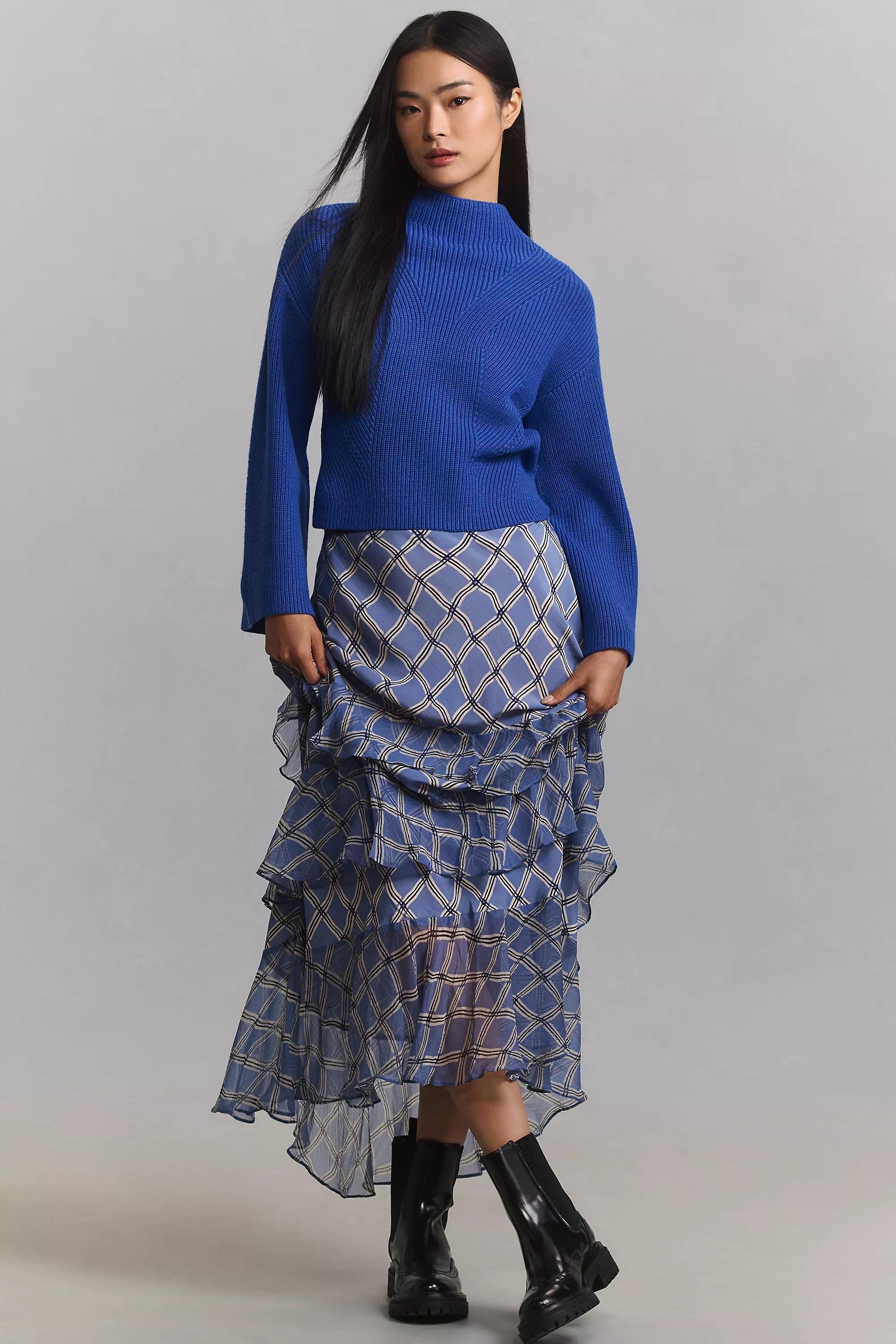 Anthropologie Textured Ribbed Jumper, Blue, , large image number 4