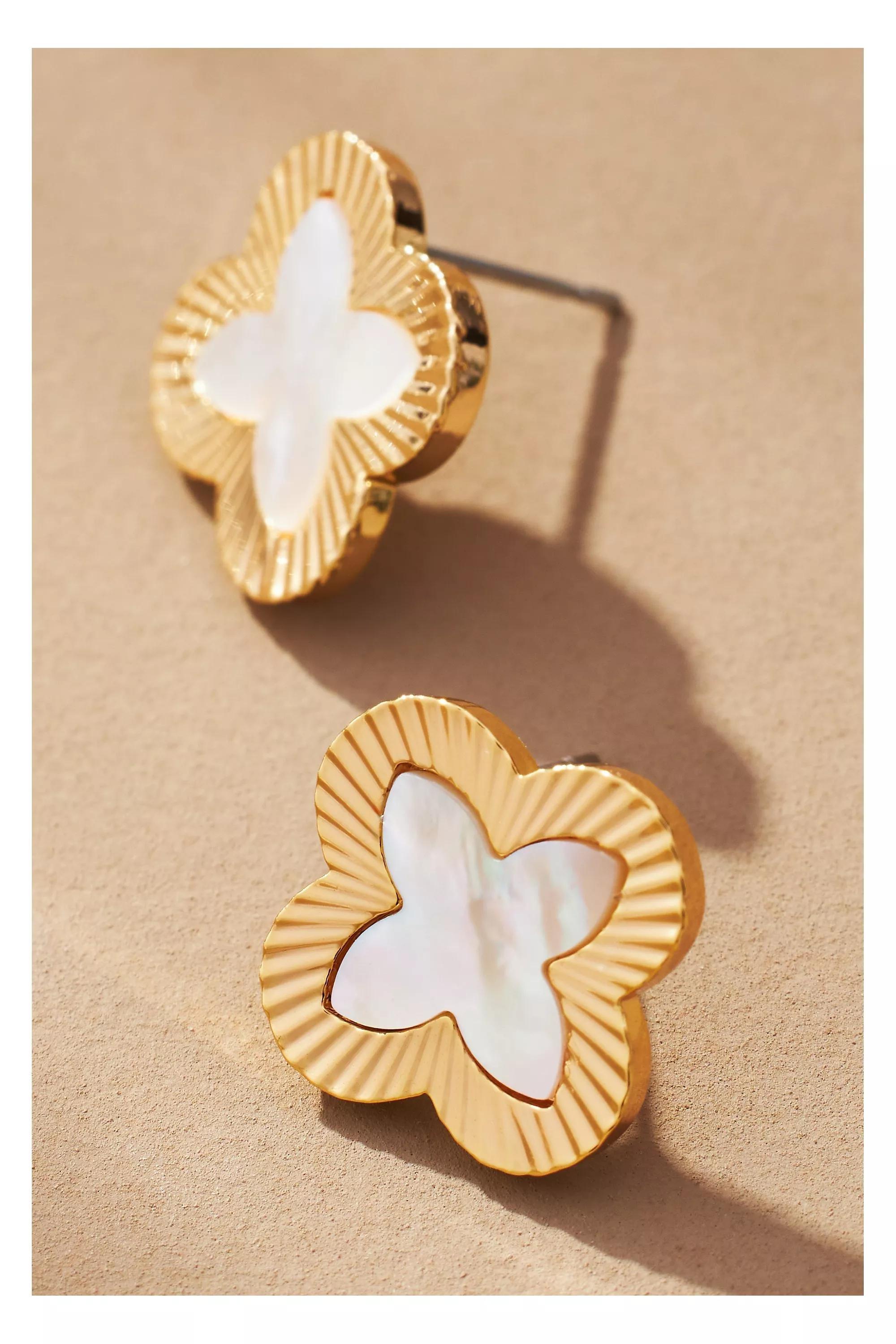 Anthropologie Floral Earrings, White, A501_0017, large image number 0