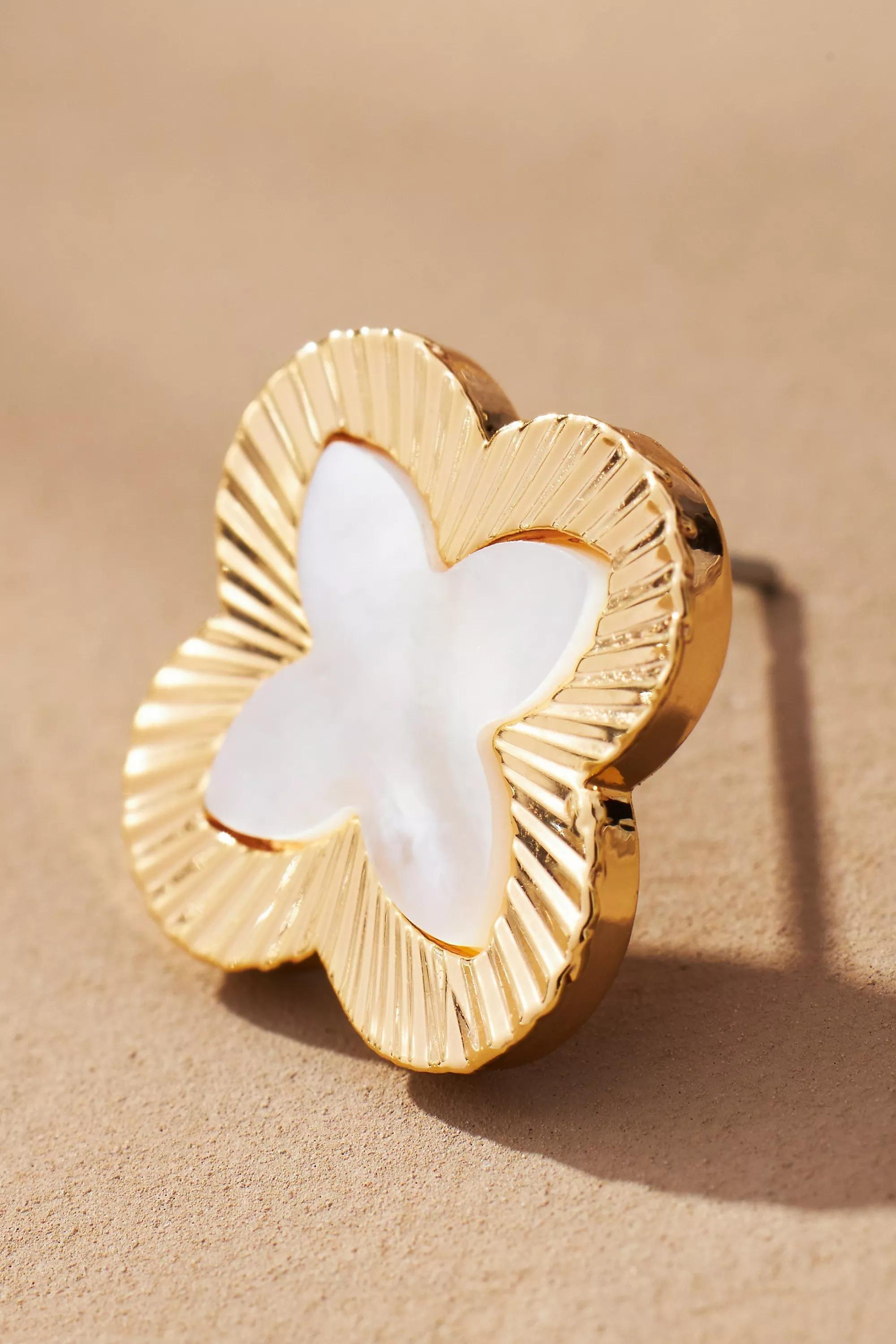 Anthropologie Floral Earrings, White, A501_0017, large image number 1