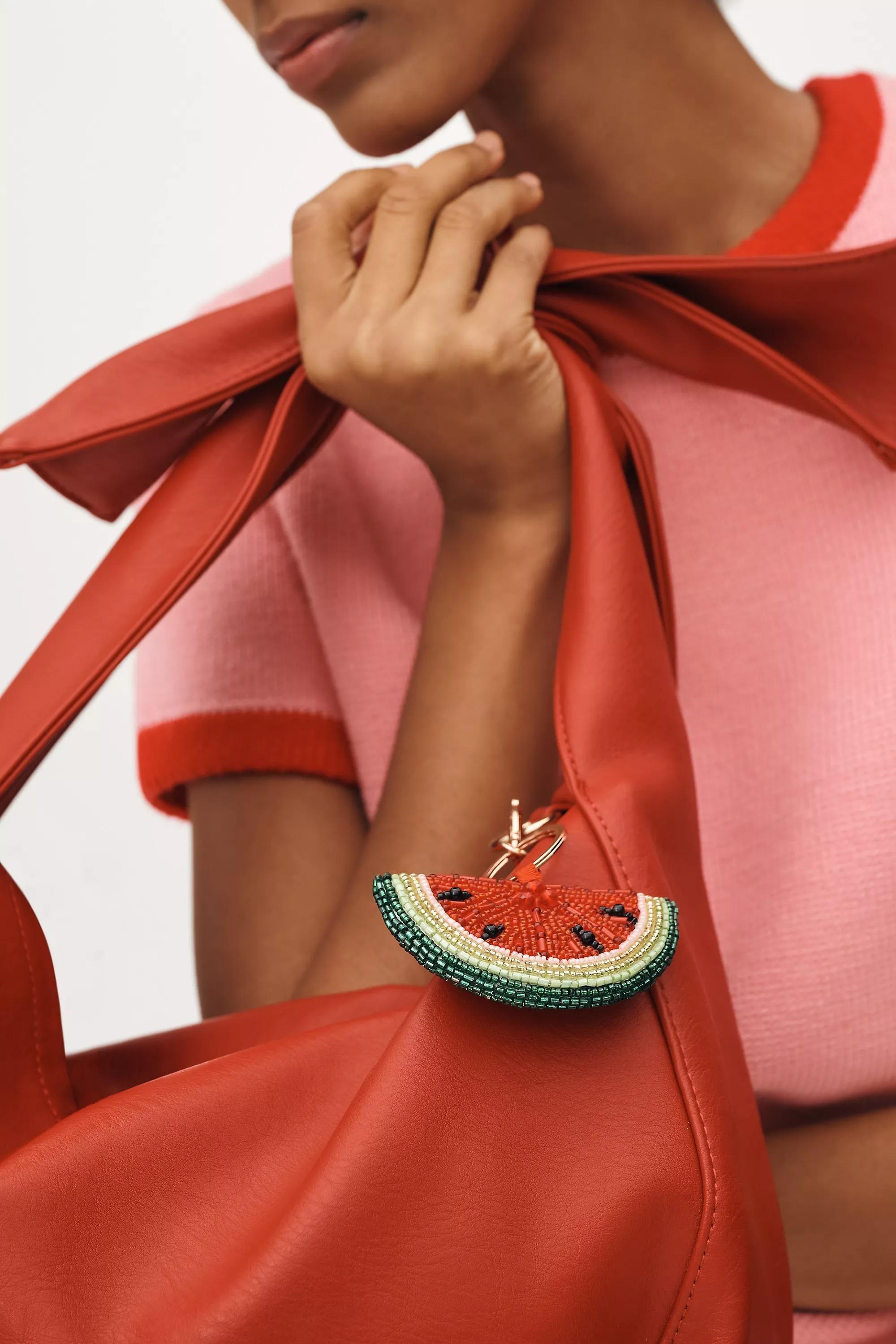 Anthropologie Handmade Beaded Bag Charm, Red, A501_0060, large image number 0