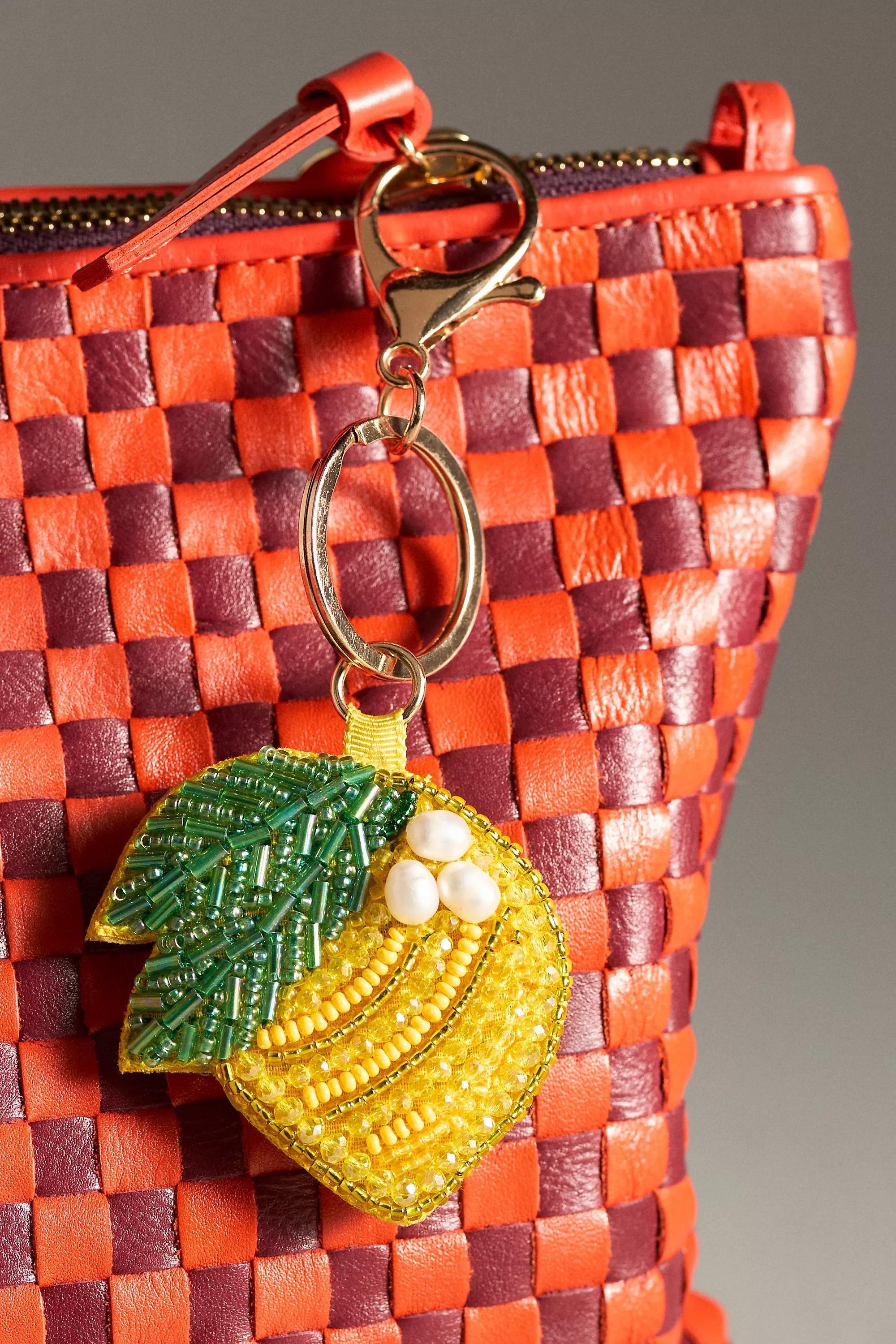 Beaded Fruit Bag Charm, Yellow, A501_0072, large image number 0