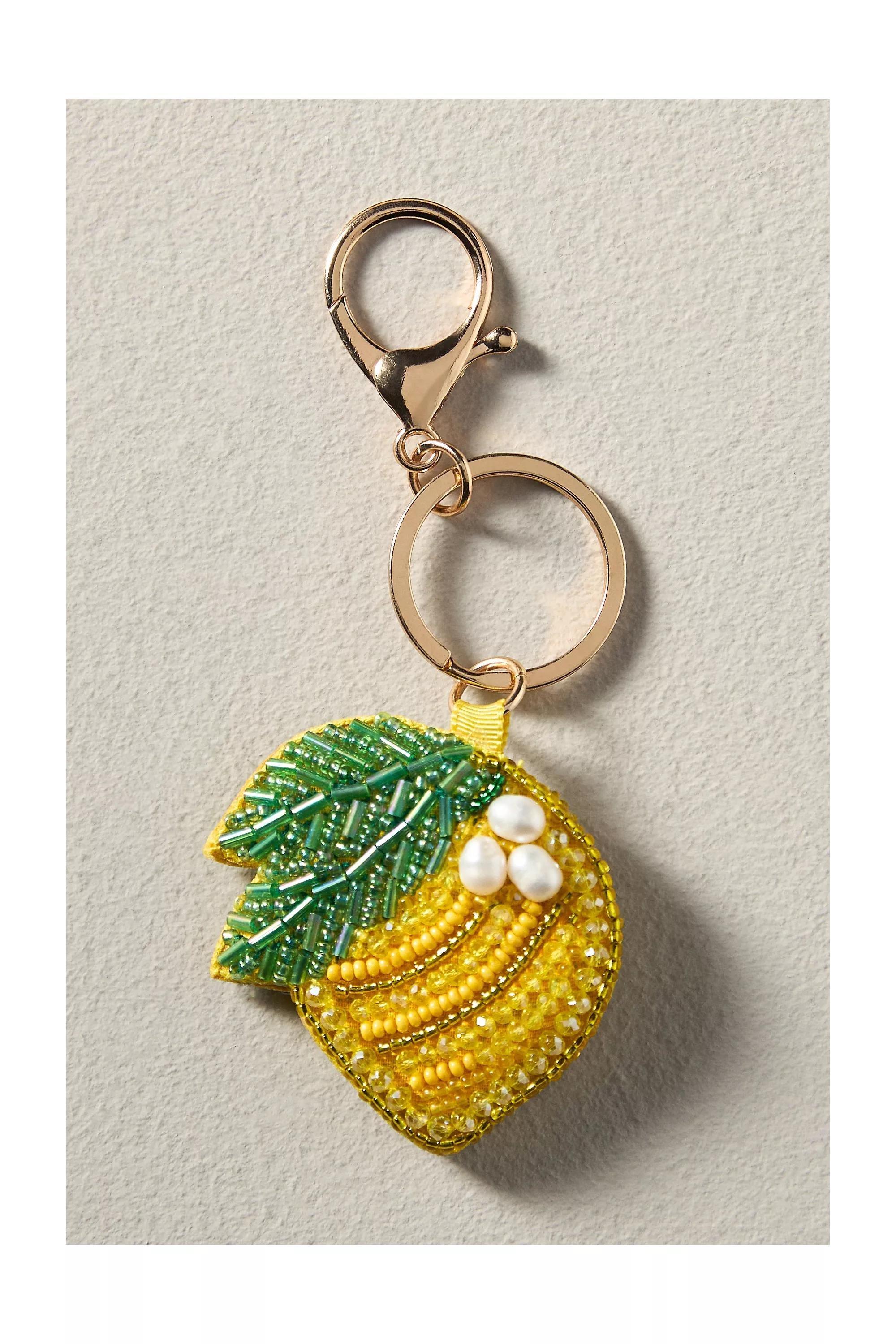 Beaded Fruit Bag Charm, Yellow, A501_0072, large image number 1