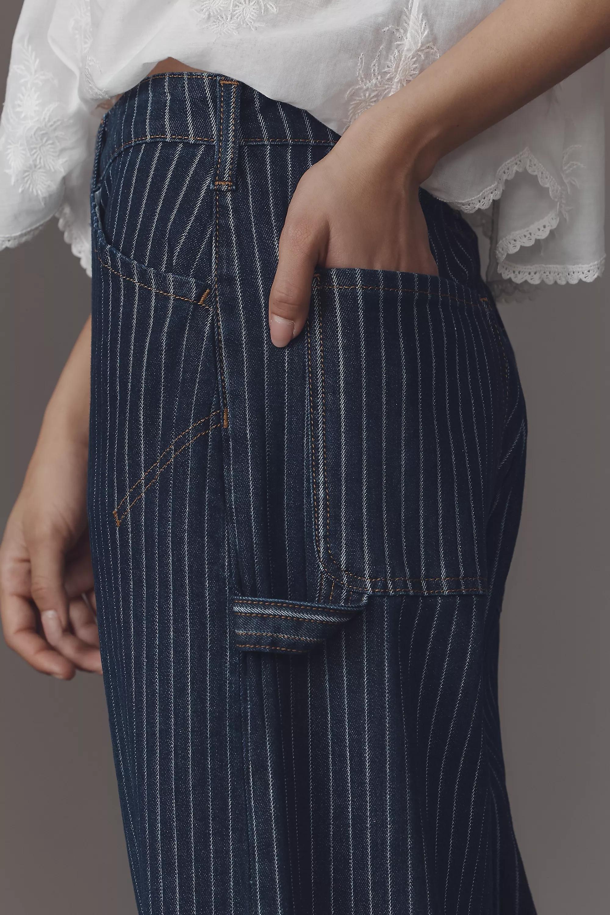 Anthropologie Striped Wide-Leg Cropped Jeans, A501_0091, large image number 3