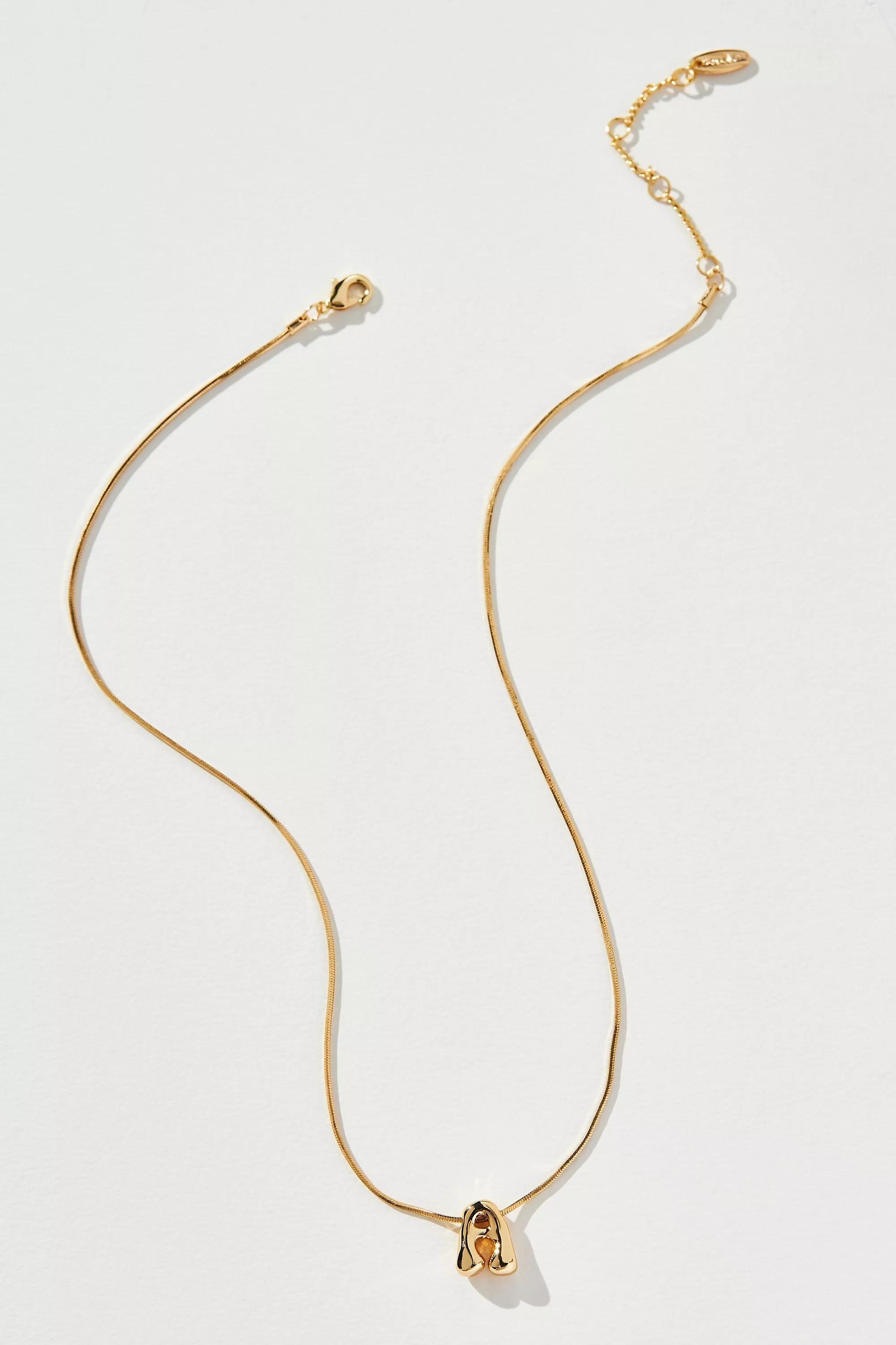 Anthropologie Letter Necklace, Gold-Plated, A501_0901, large image number 1