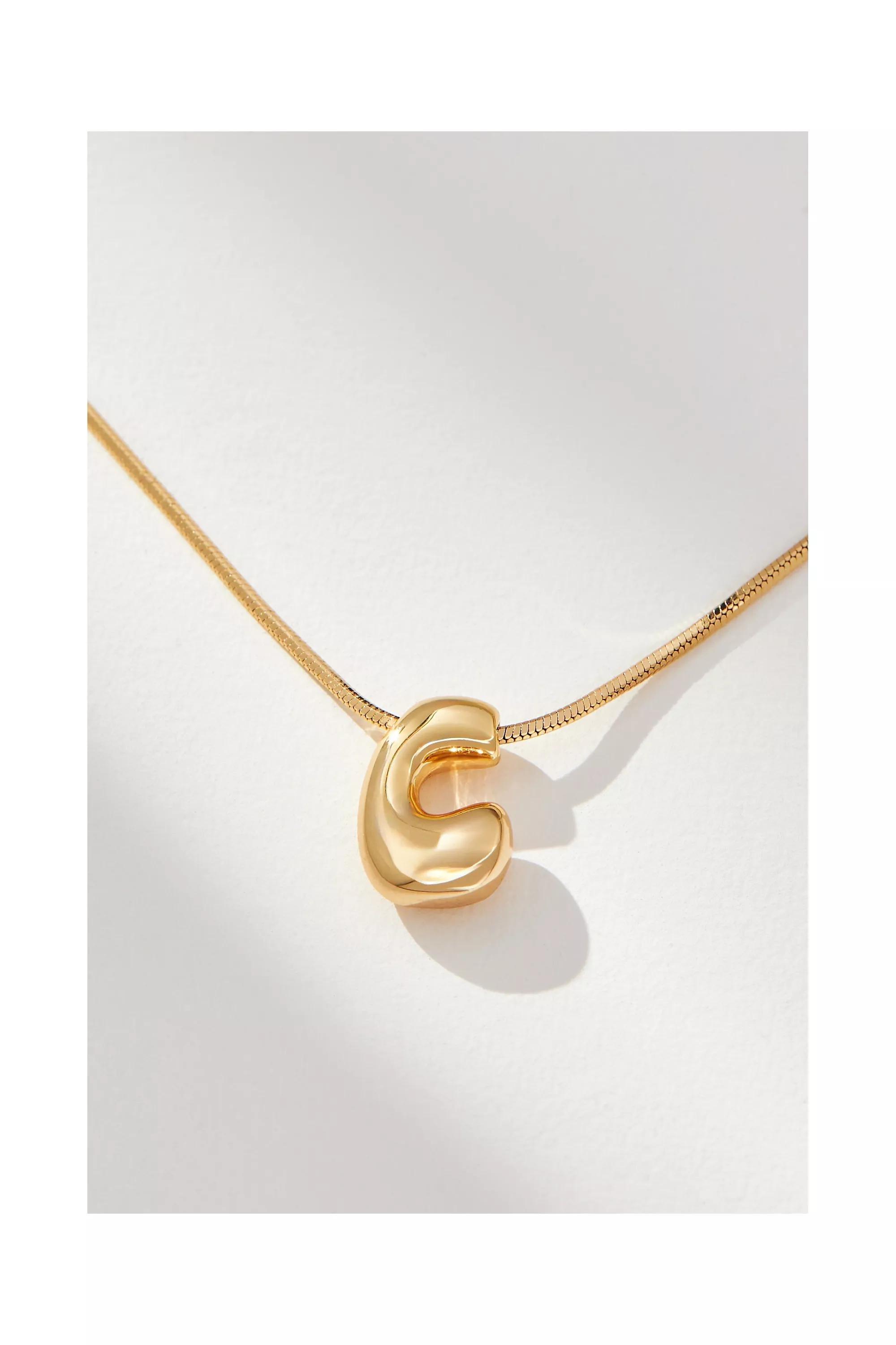 Anthropologie Letter Necklace, Gold-Plated, Multicolour, medium