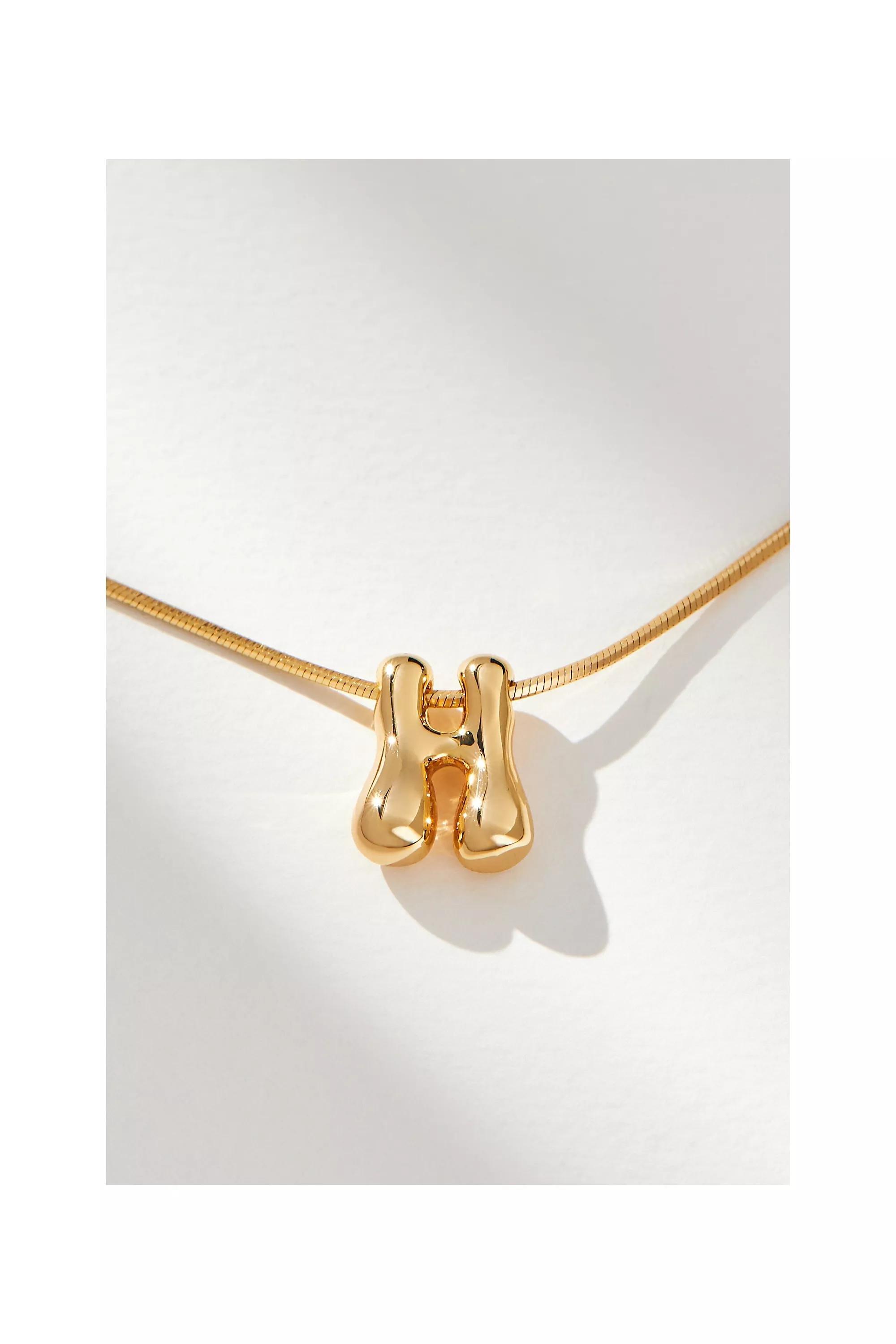 Anthropologie Letter Necklace, Gold-Plated, Multicolour, medium