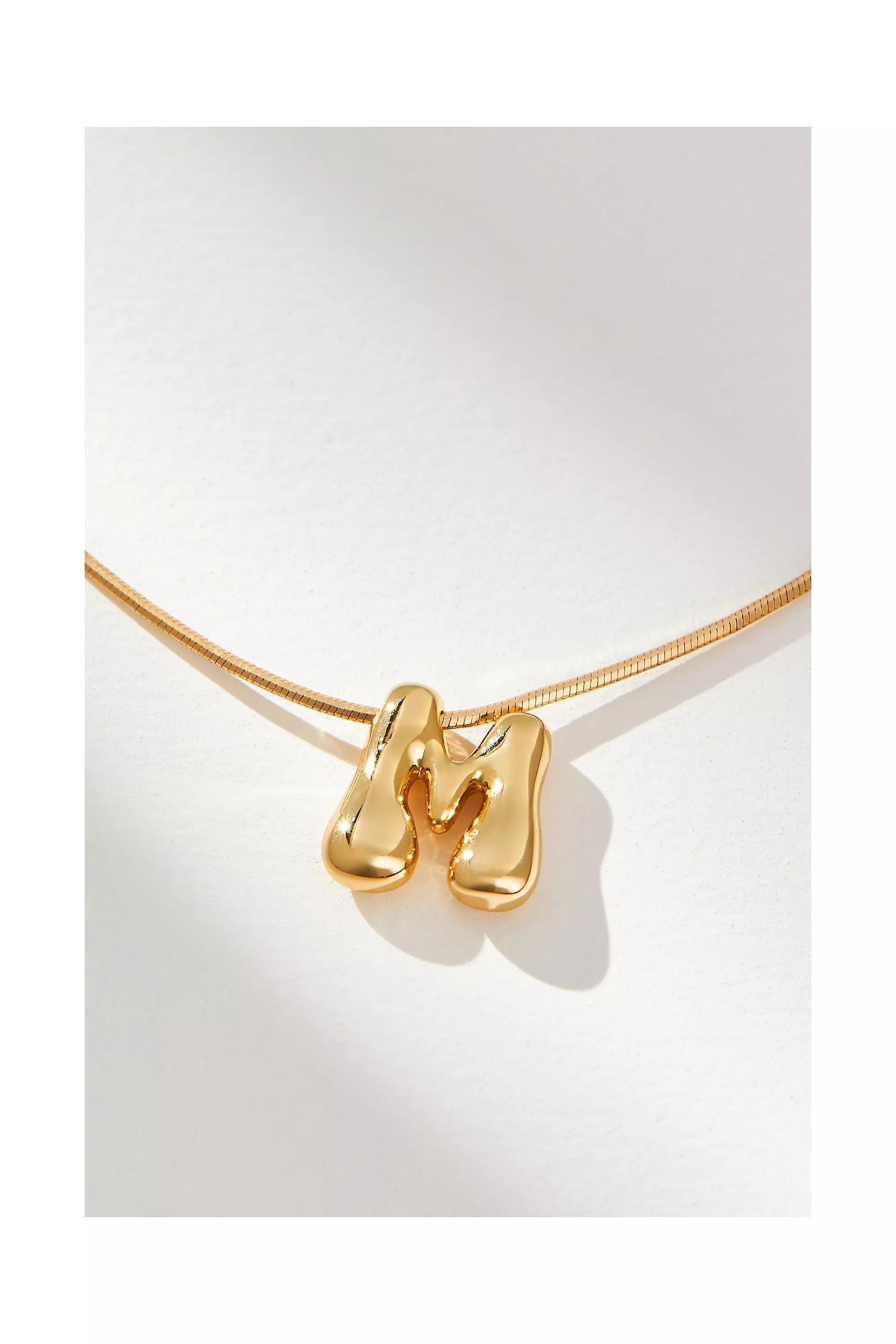 Anthropologie Letter Necklace, Gold-Plated, Multicolour, medium