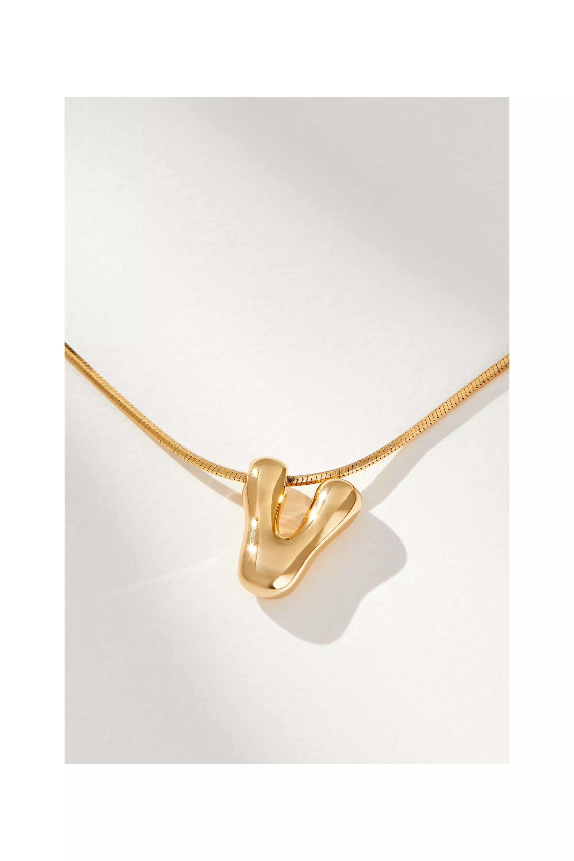 Anthropologie Necklace Letter, Gold, A501_0922, large image number 0