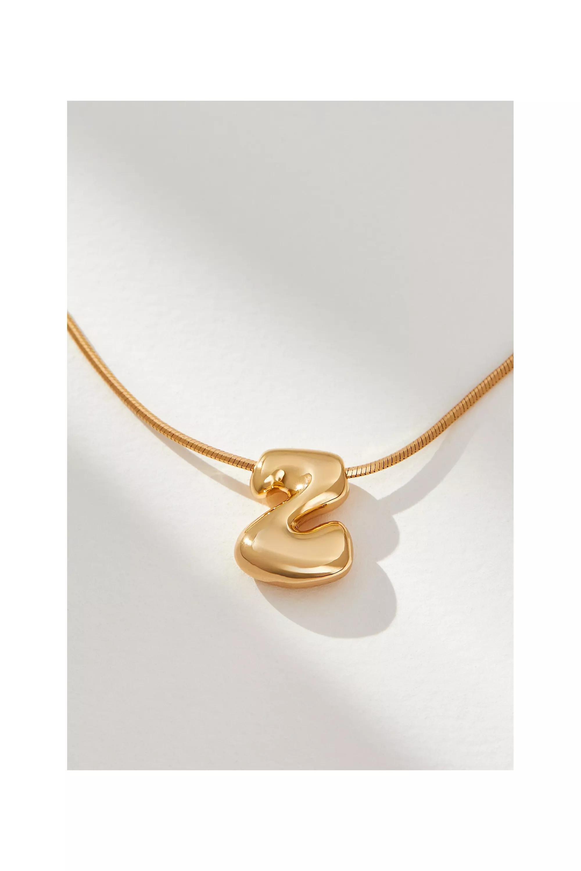 Z Gold-Plated Mini Bubble Letter Monogram Necklace, Gold, A501_0926, large image number 0
