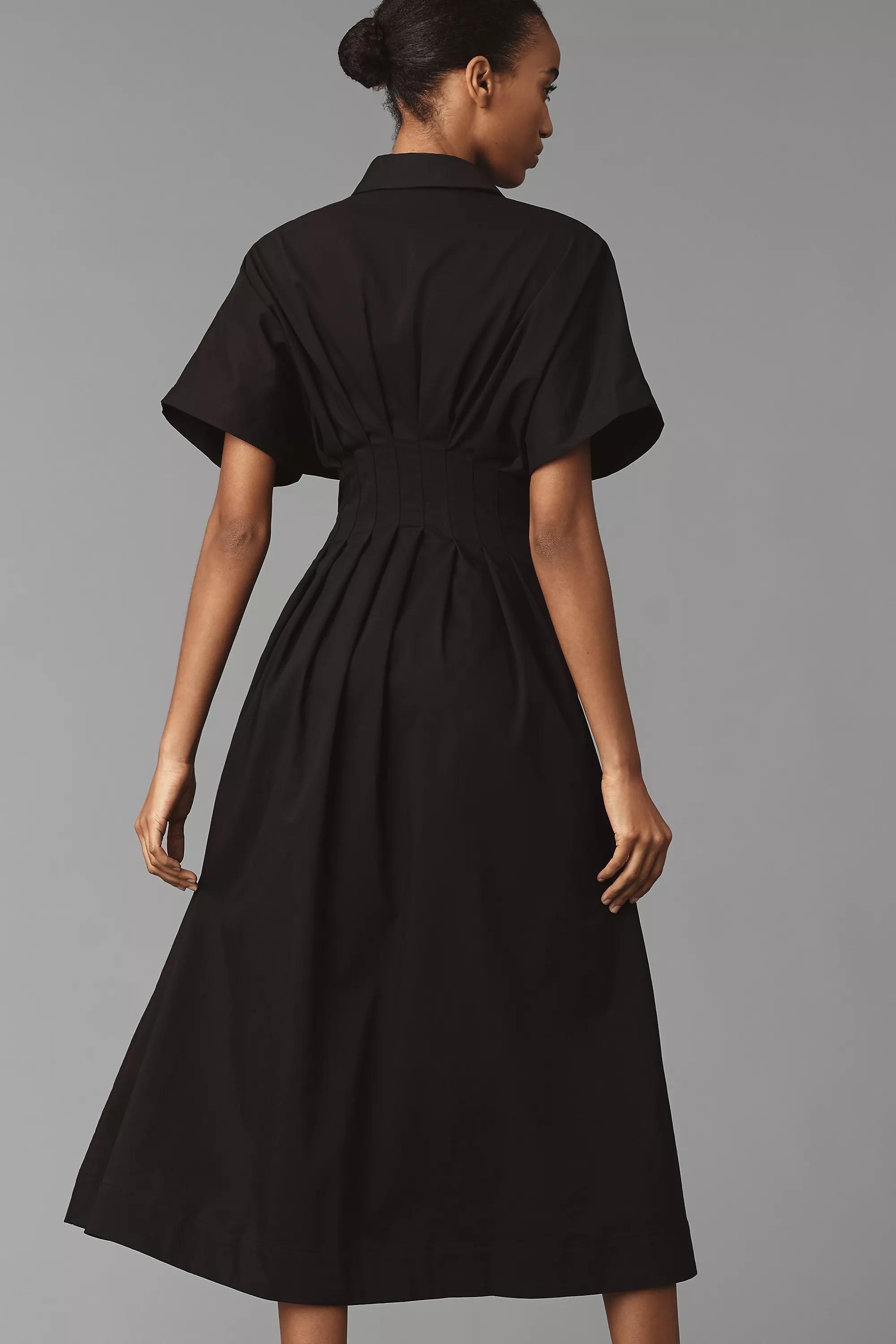Anthropologie Embroidered Shirt Dress, Black, , large image number 1