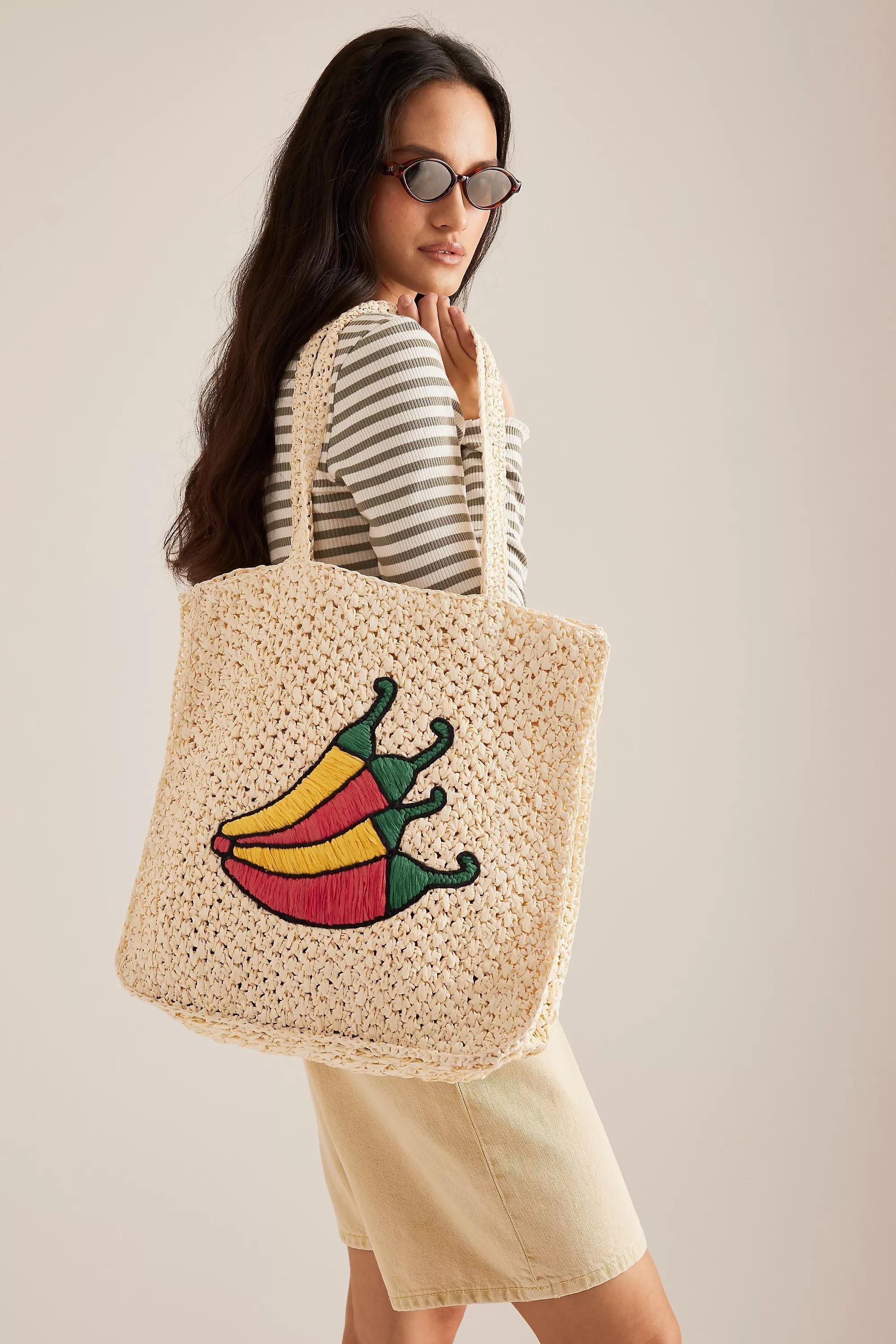 Farmers Market Raffia Tote Bag, White, A501_0010, large image number 2