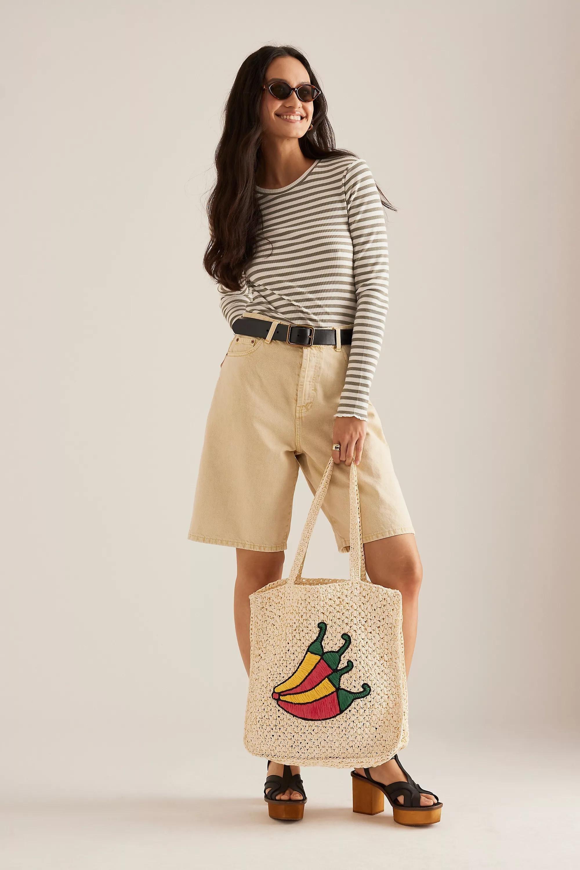 Farmers Market Raffia Tote Bag, White, A501_0010, large image number 4