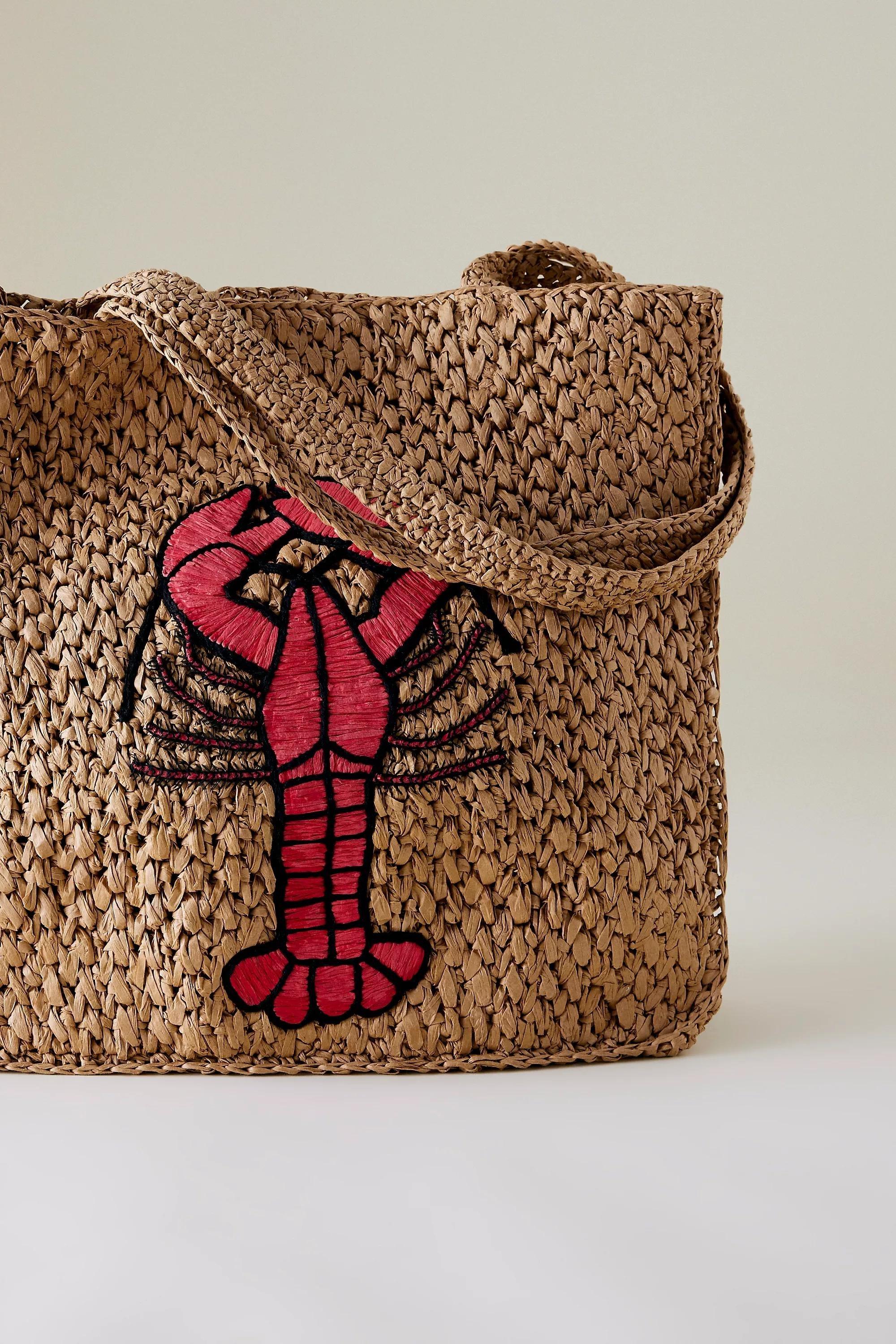Farmers Market Raffia Tote Bag, Red, A501_0060, large image number 0