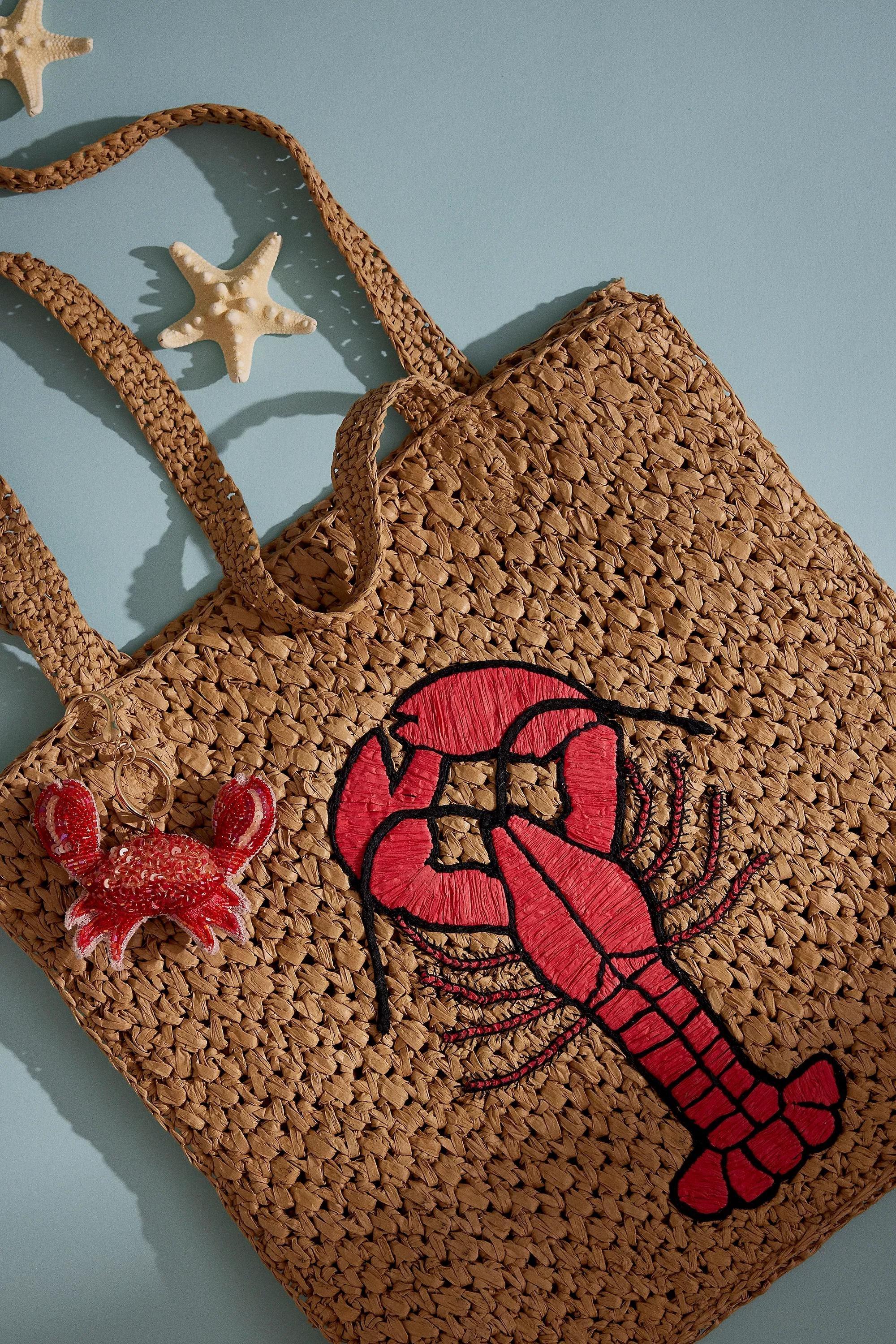 Farmers Market Raffia Tote Bag, Red, A501_0060, large image number 3