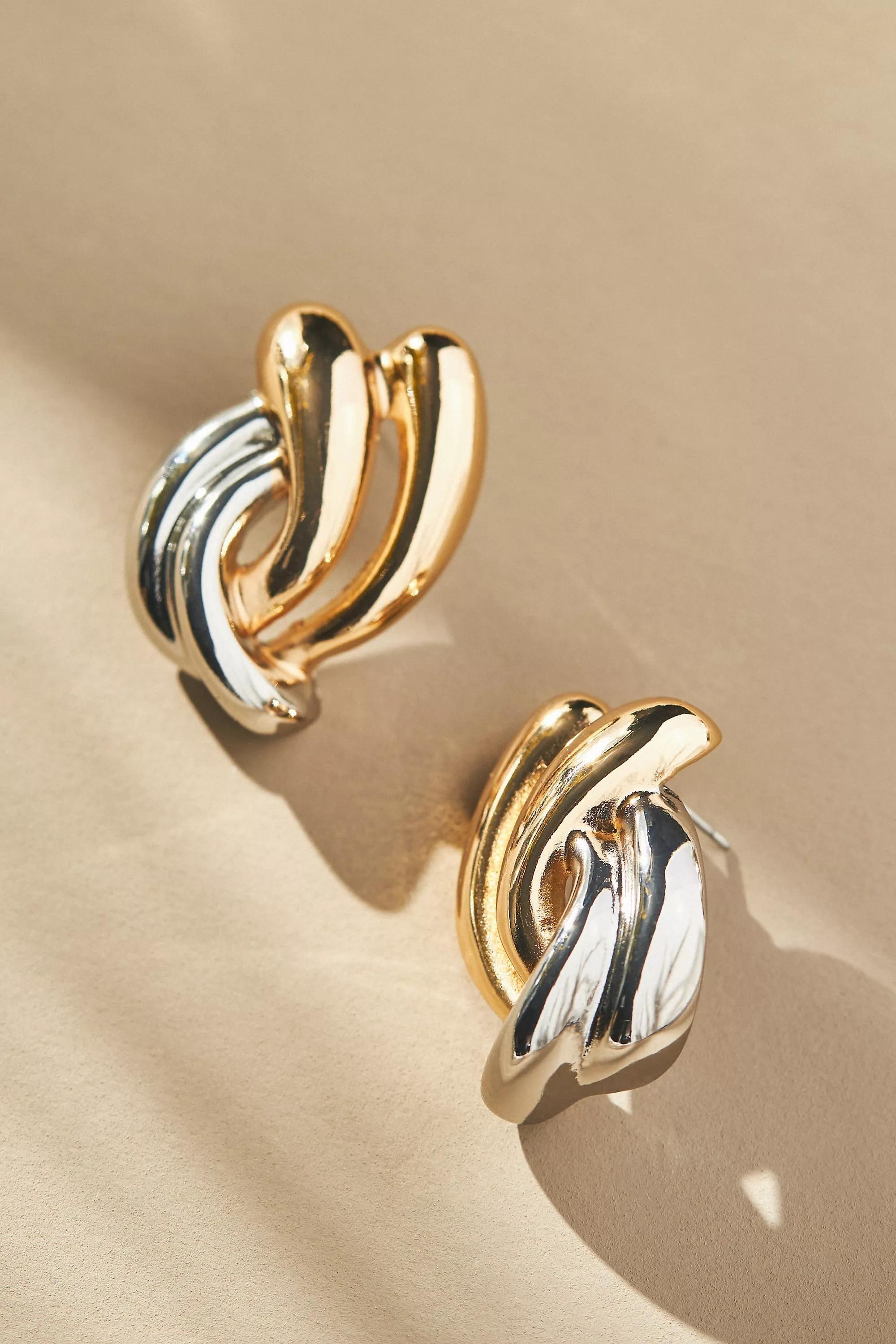 Anthropologie Twisted Hoop, Gold, A501_0070, large image number 0