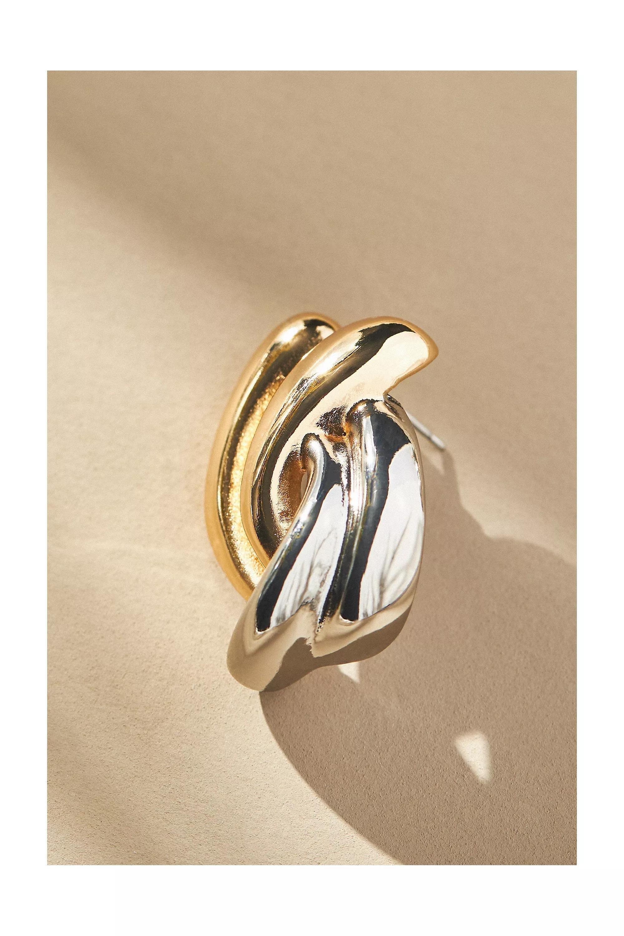 Anthropologie Twisted Hoop, Gold, A501_0070, large image number 1