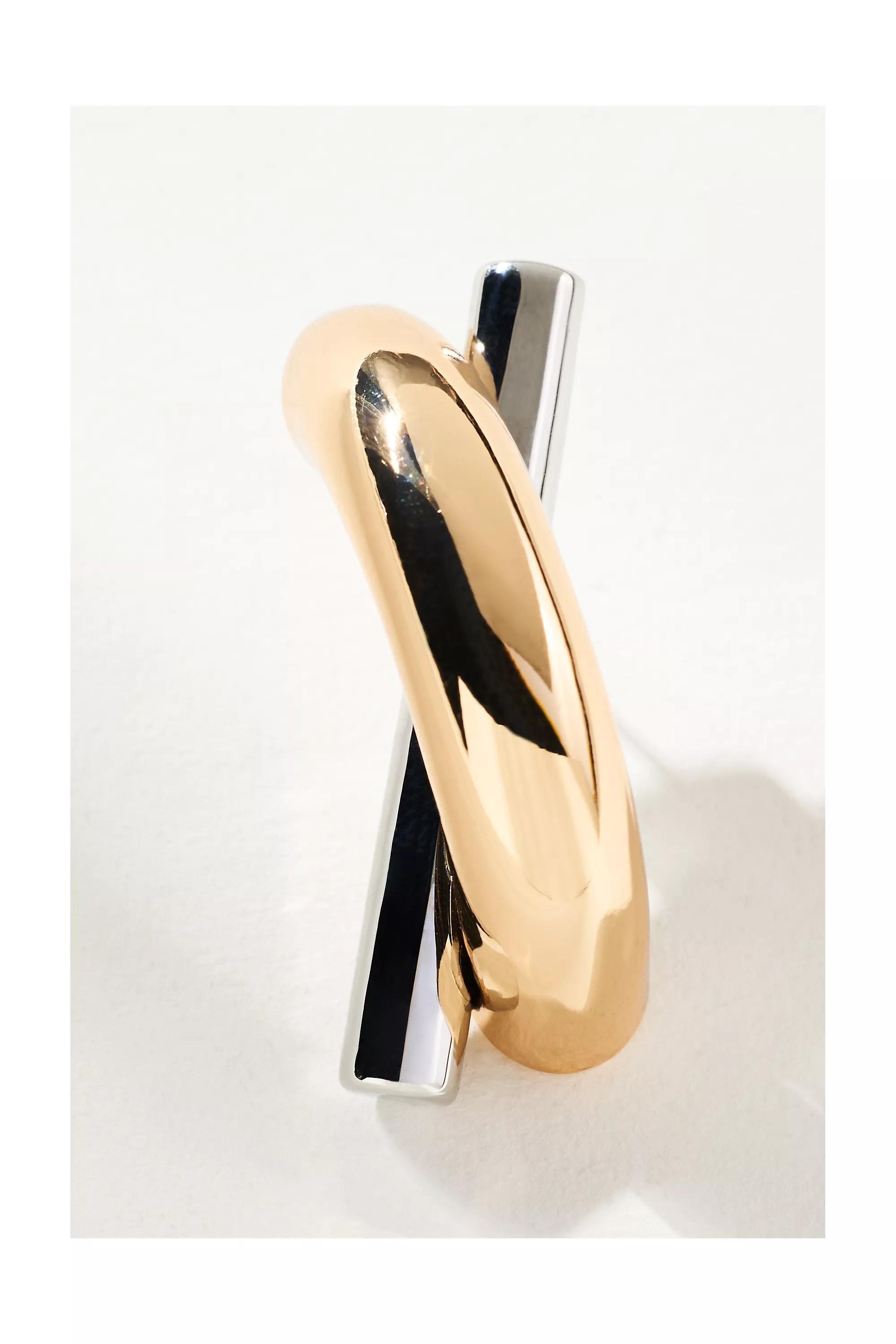 Anthropologie Twisted Hoop, Gold, A501_0070, large image number 1