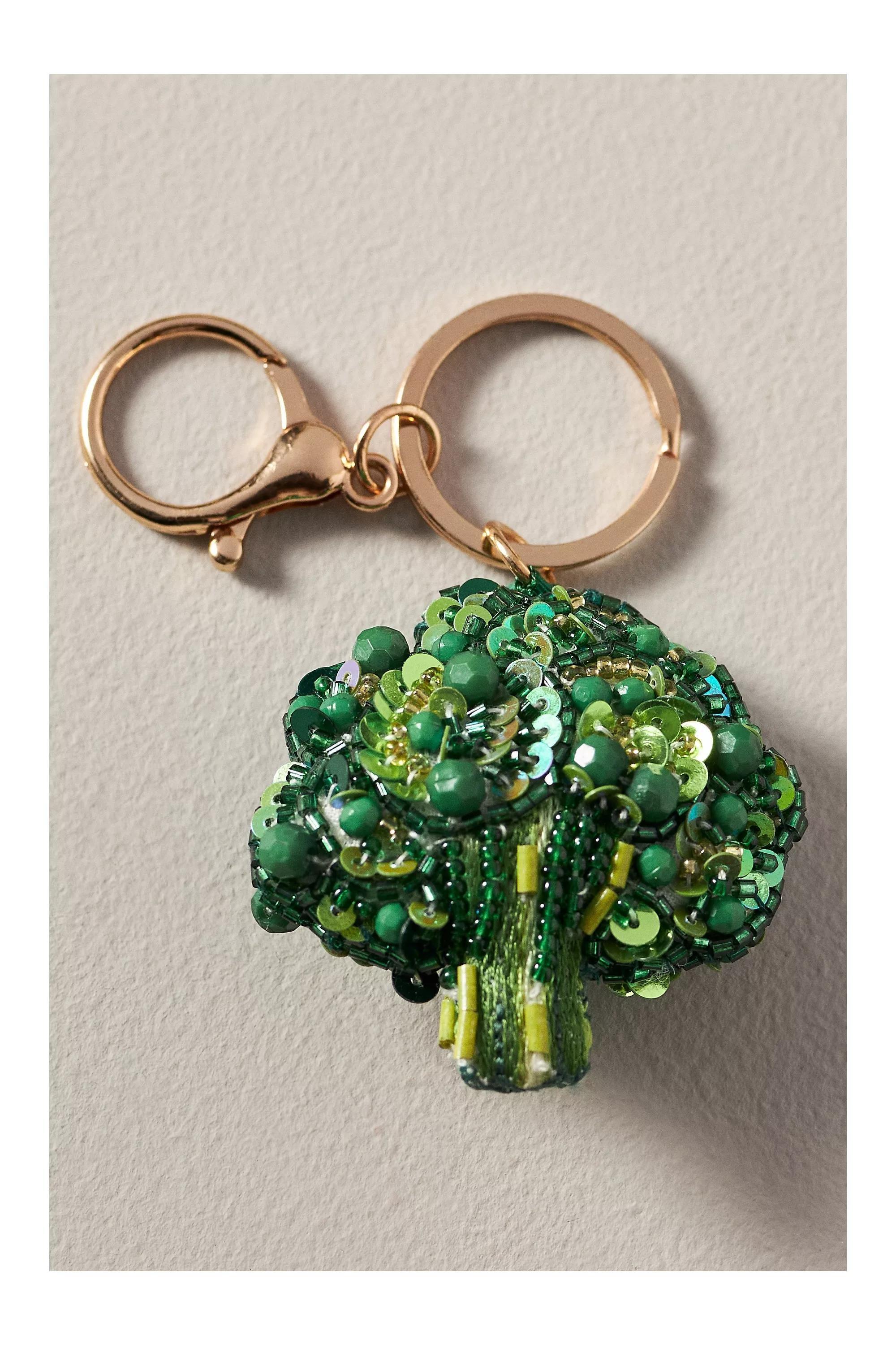 GREEN Beaded Vegetable Bag Charm, A501_0030, large image number 1
