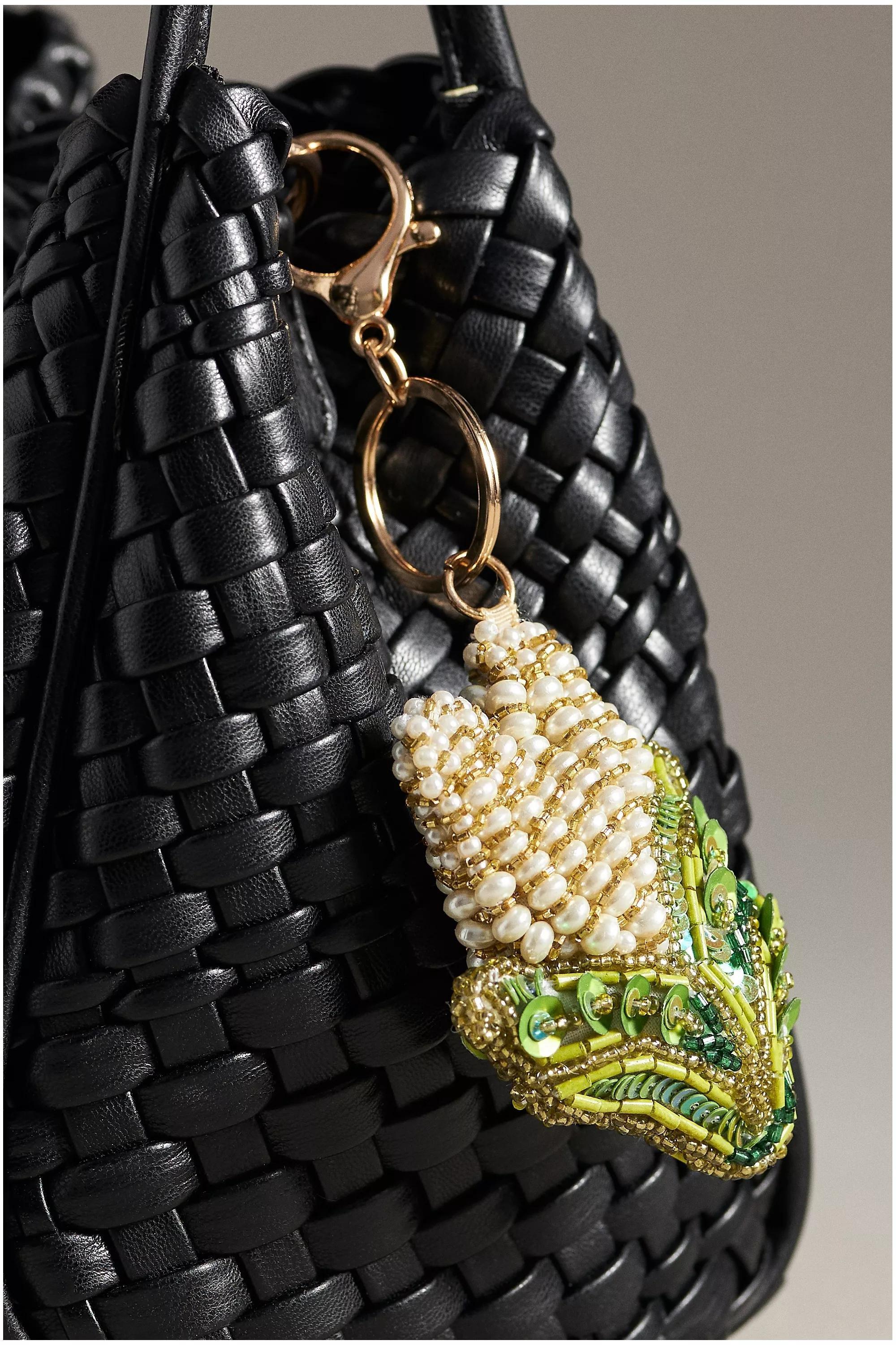 YELLOW Beaded Vegetable Bag Charm, A501_0072, large image number 0