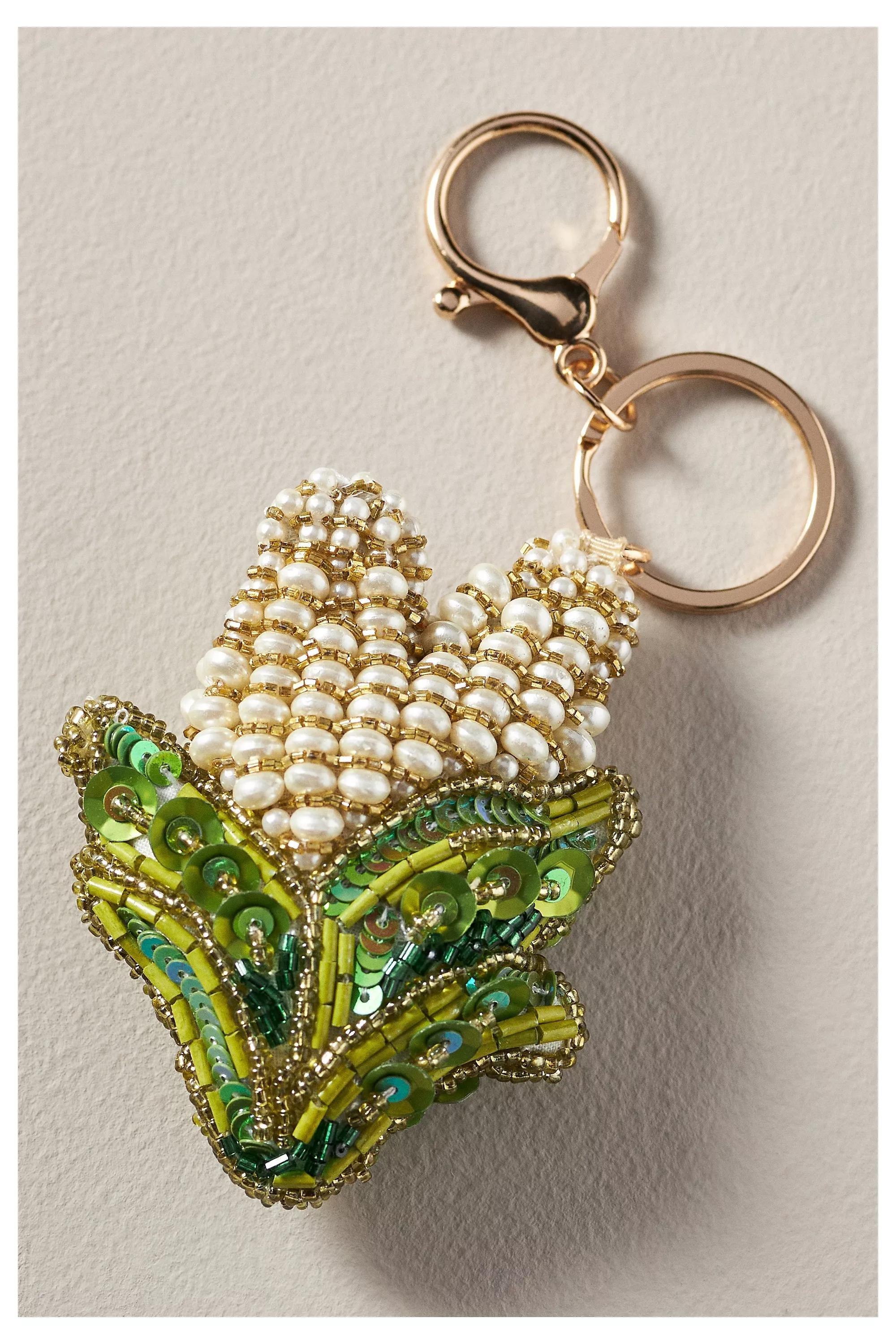 YELLOW Beaded Vegetable Bag Charm, A501_0072, large image number 1