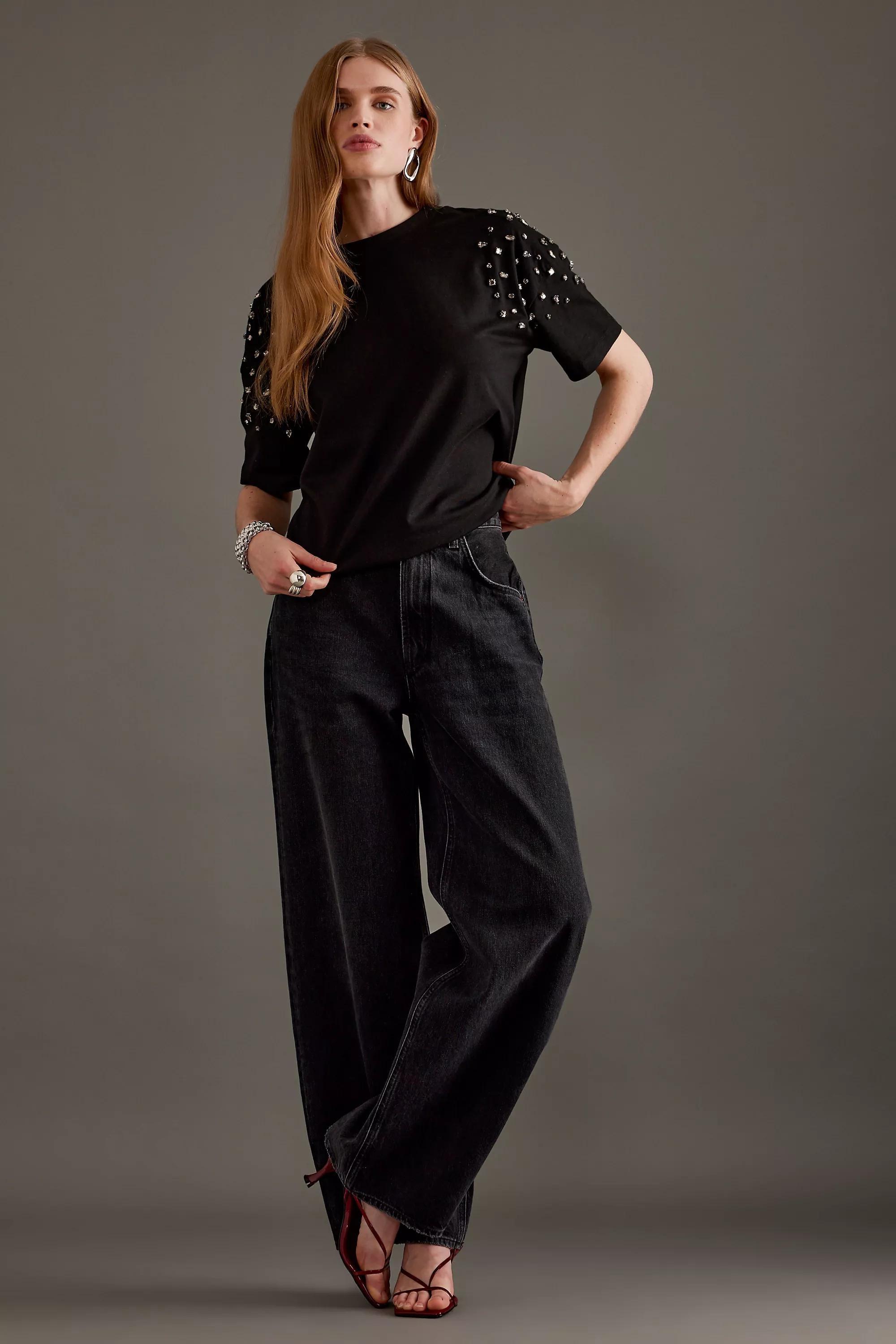 Anthropologie Plain Knit Cropped, Black, , large image number 0