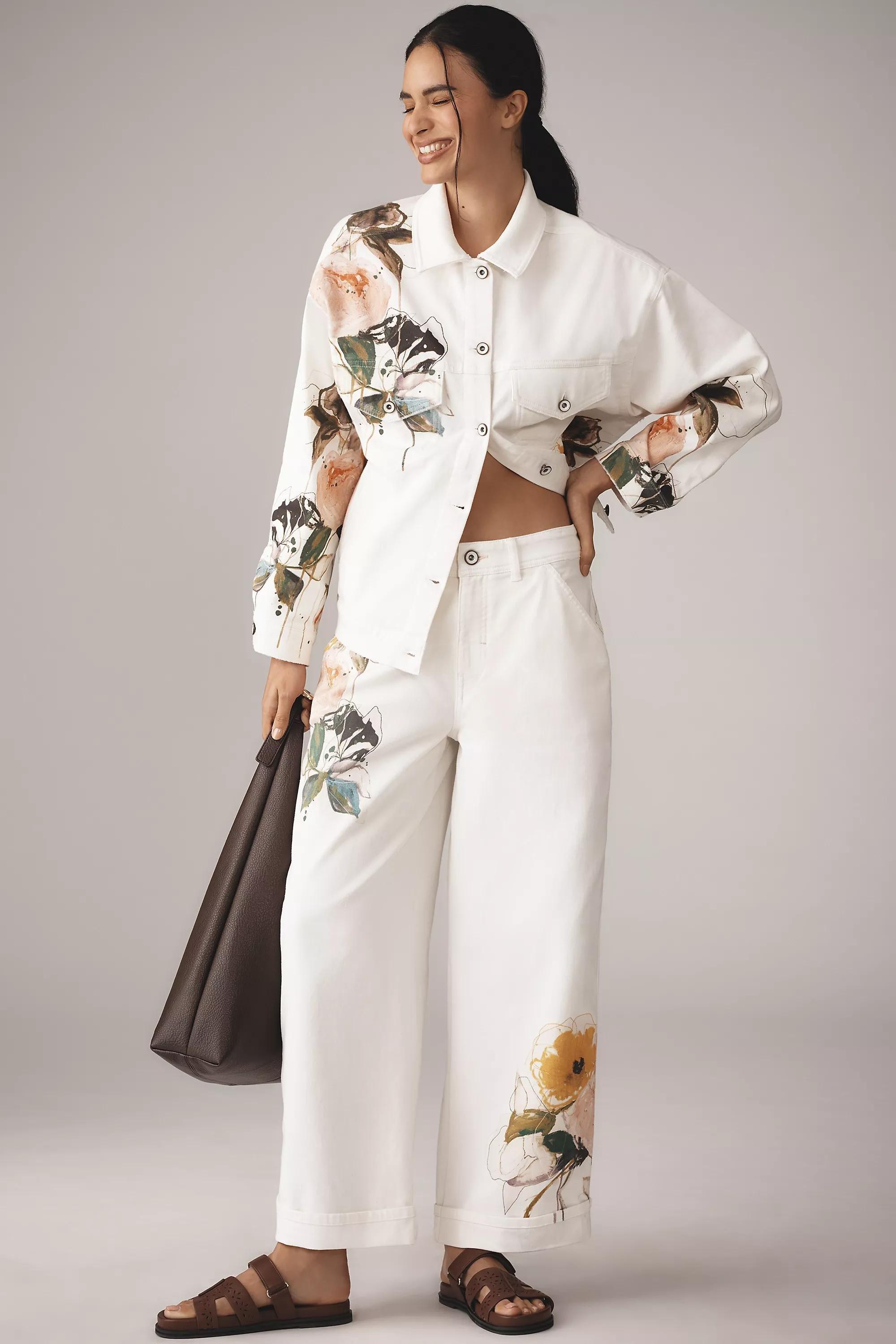 Anthropologie Embroidered Casual Trousers, , large image number 0