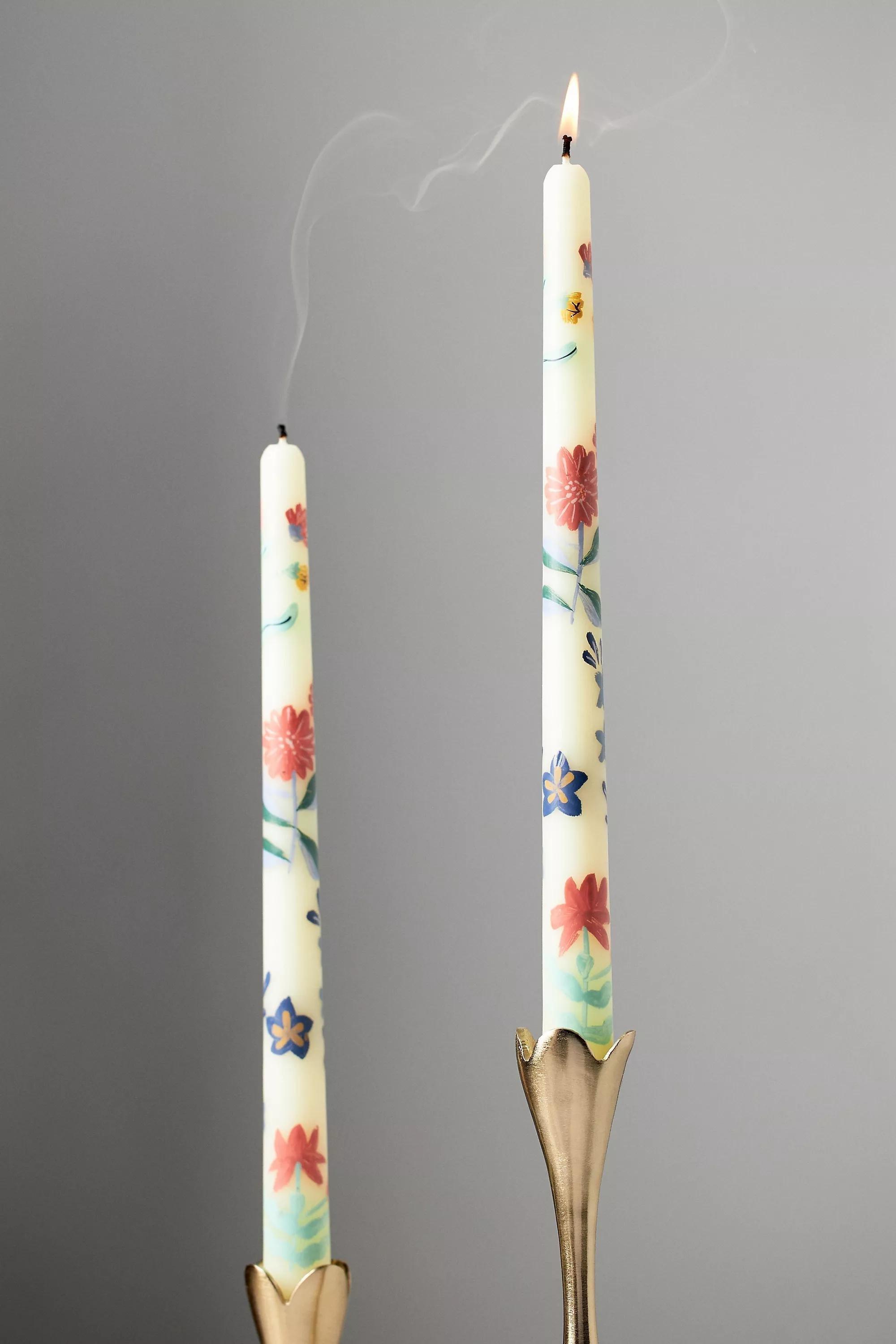 Franny Handpainted Taper Candles, Set Of 2, Cream, A501_0011, large image number 0