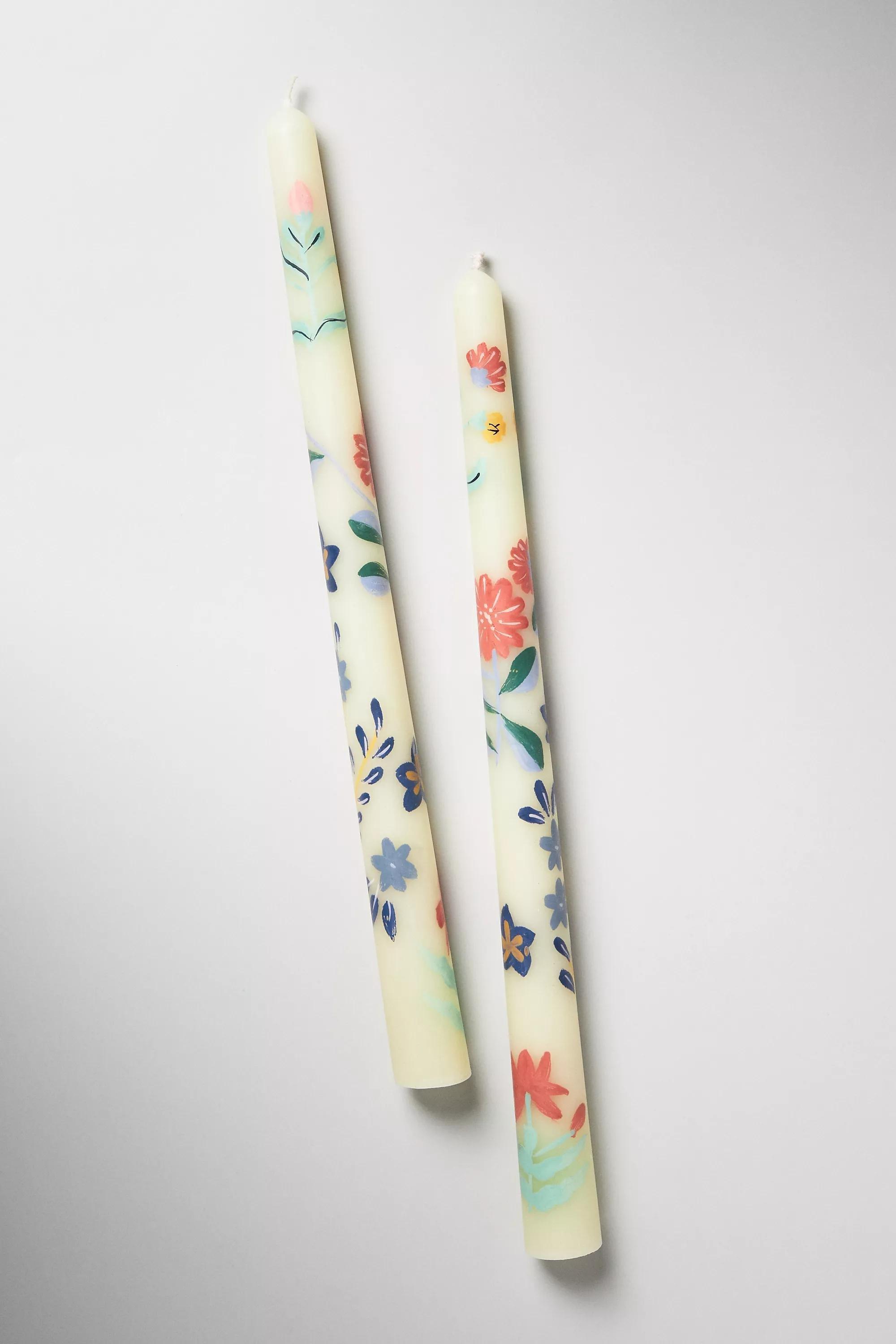 Franny Handpainted Taper Candles, Set Of 2, Cream, A501_0011, large image number 2