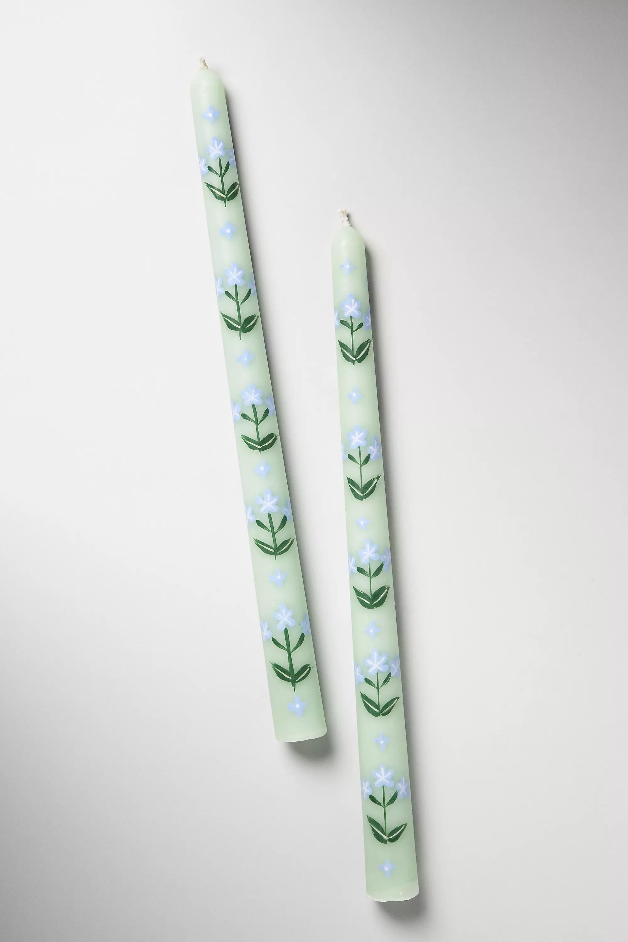 Franny Handpainted Taper Candles, Set Of 2, Green, A501_0102, large image number 2
