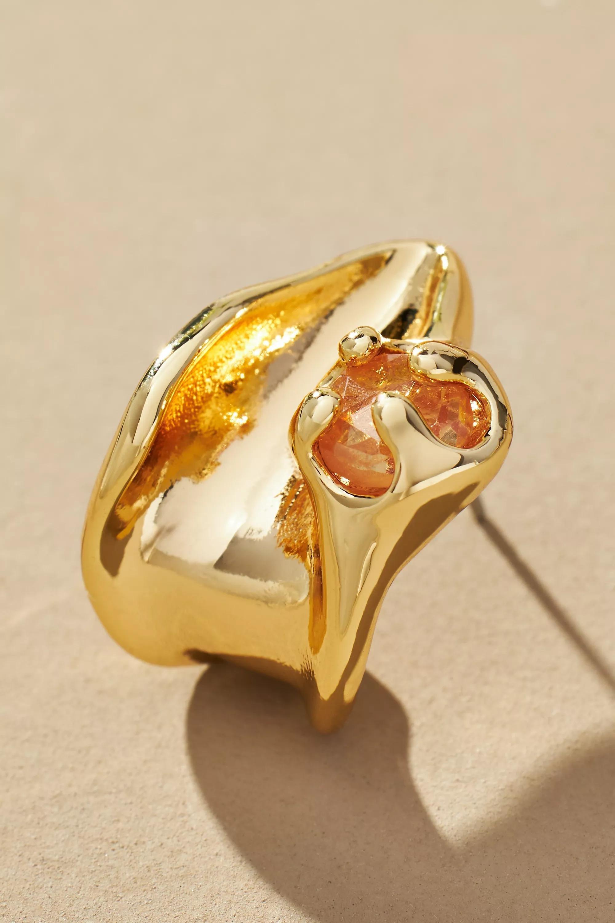 Anthropologie Embedded Stone Earrings, 14K Orange, A501_0067, large image number 3