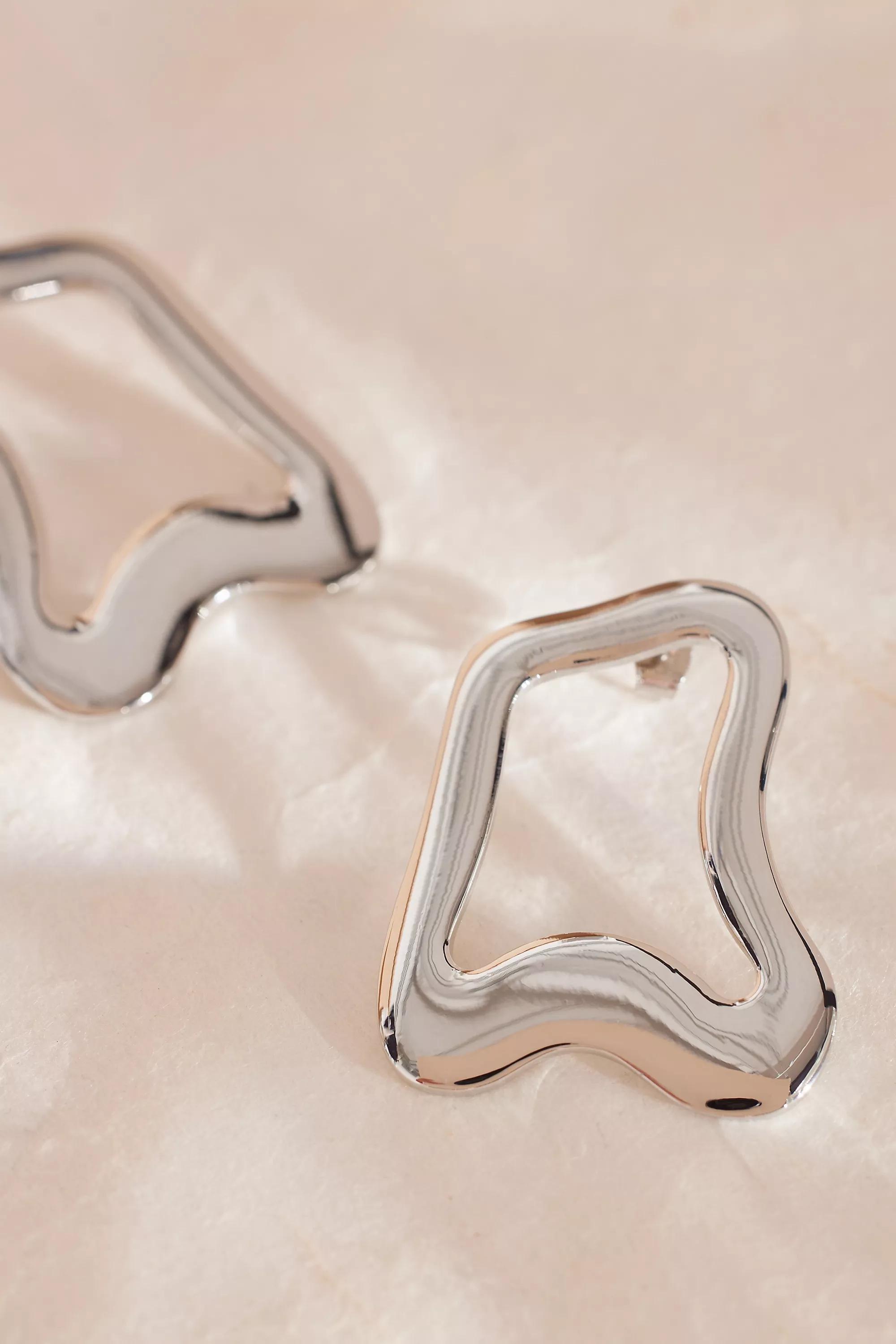 Anthropologie Asymmetric Stud Earrings, Silver, A501_0007, large image number 2