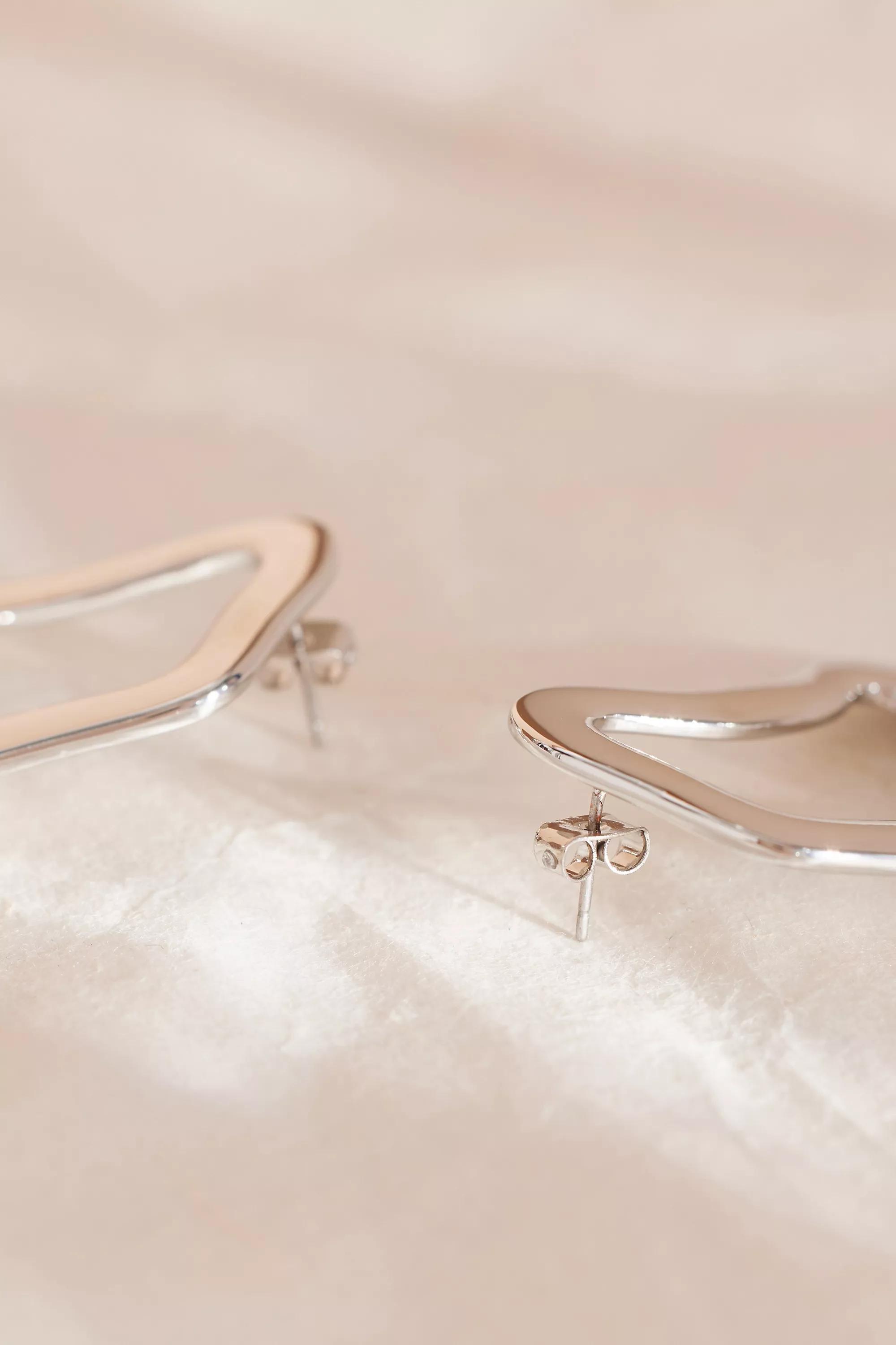 Anthropologie Asymmetric Stud Earrings, Silver, A501_0007, large image number 4
