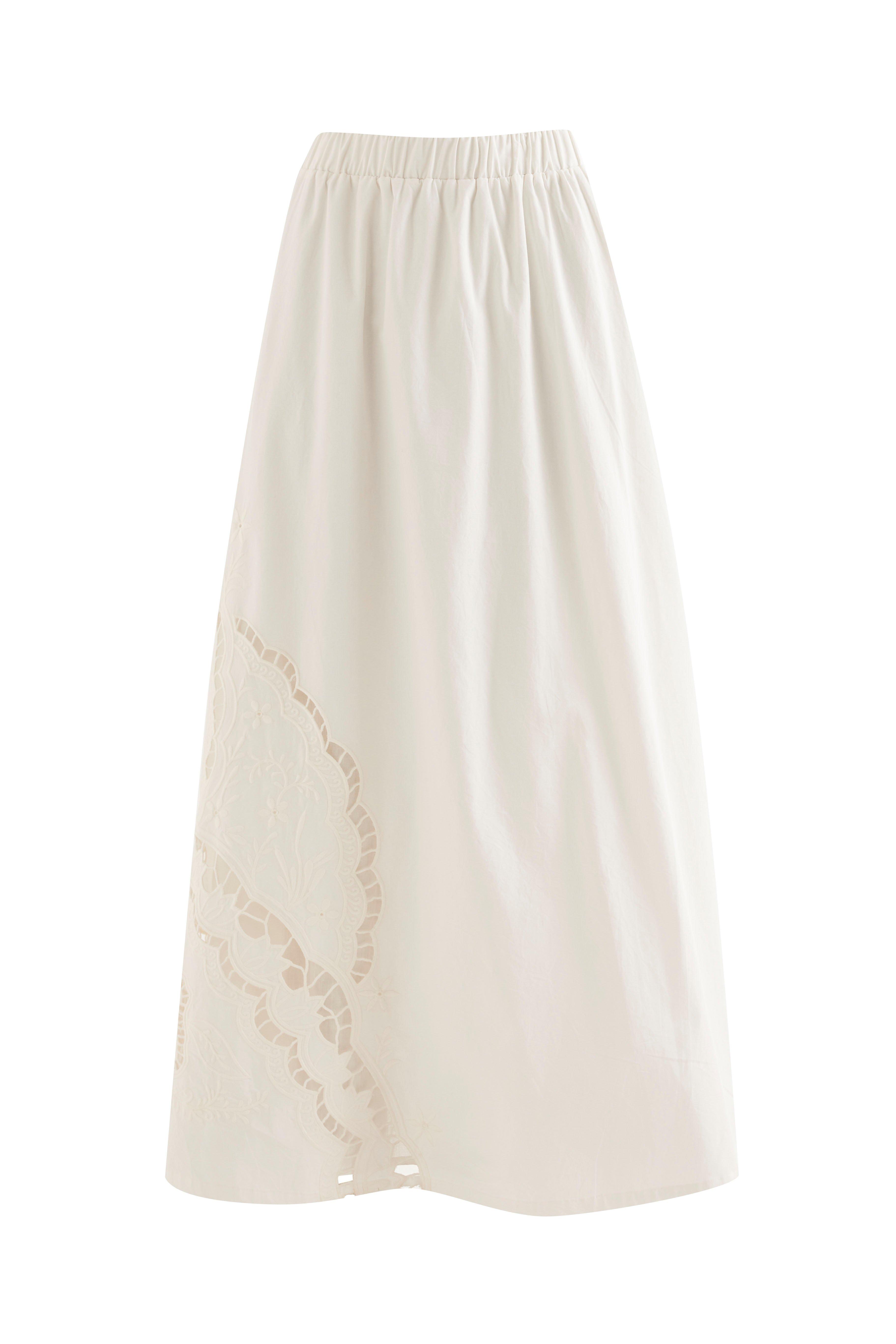 Poplin Midi Skirt, Cream, , large image number 0
