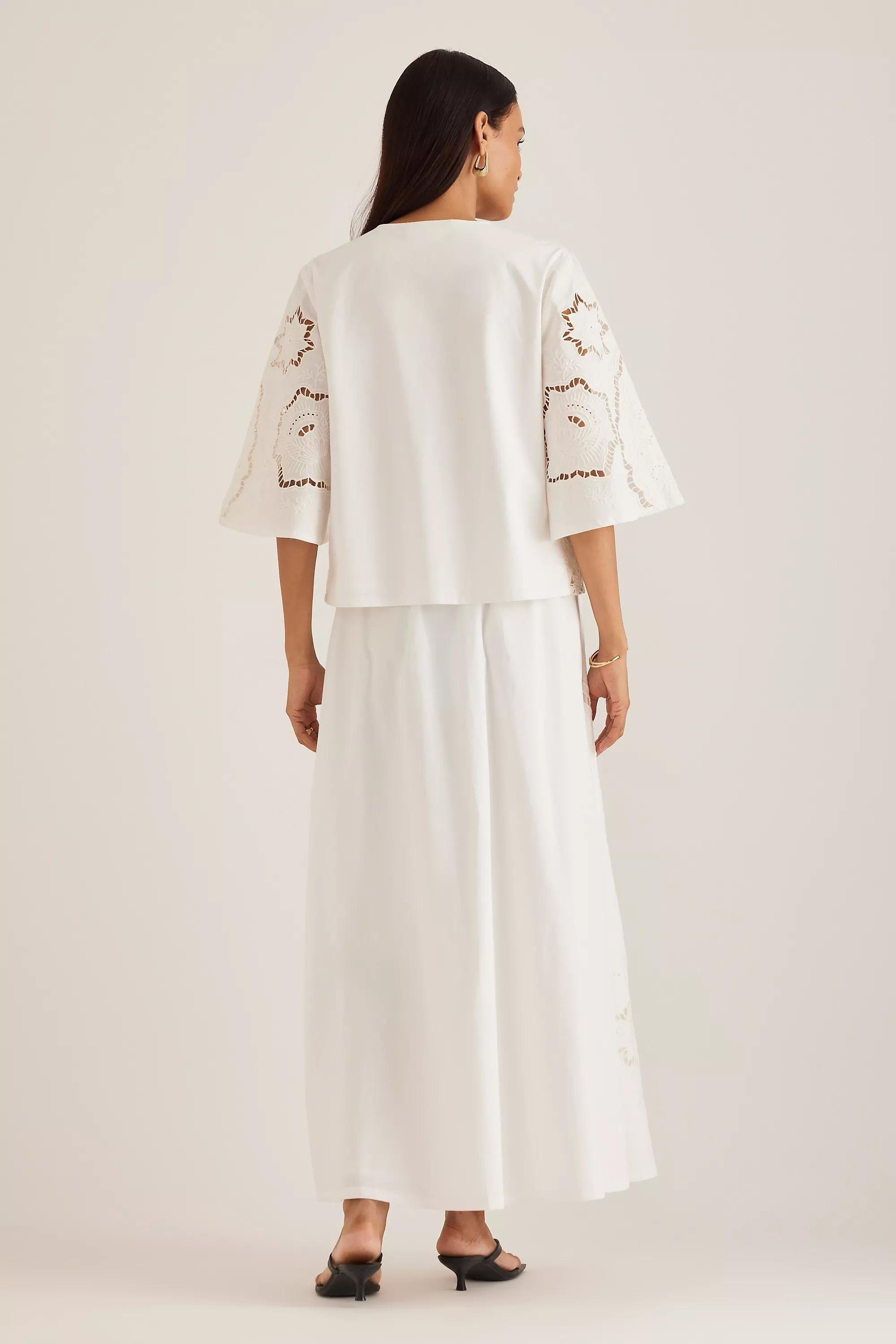 Poplin Midi Skirt, Cream, , large image number 2