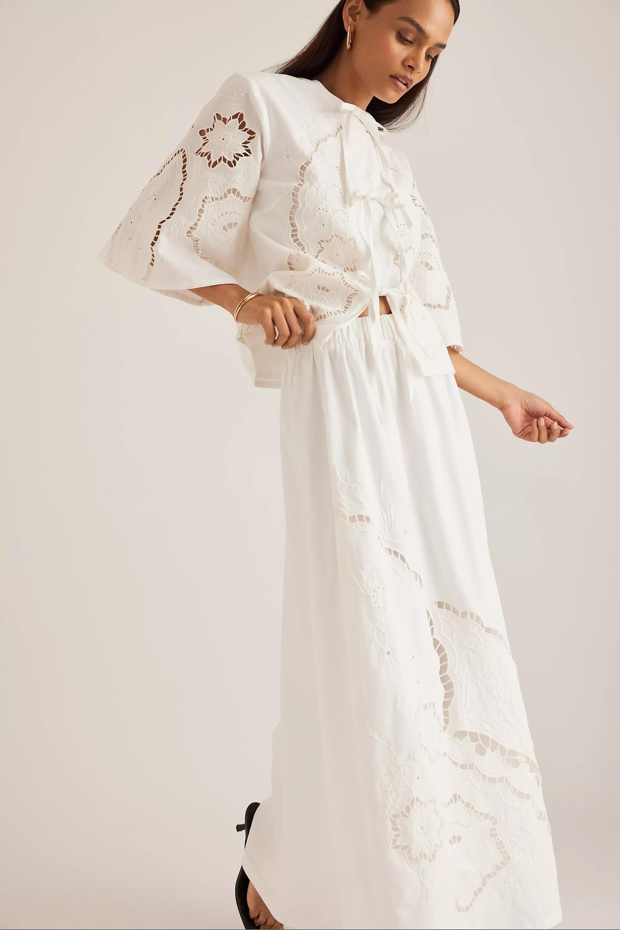 Poplin Midi Skirt, Cream, A501_0010, large image number 3