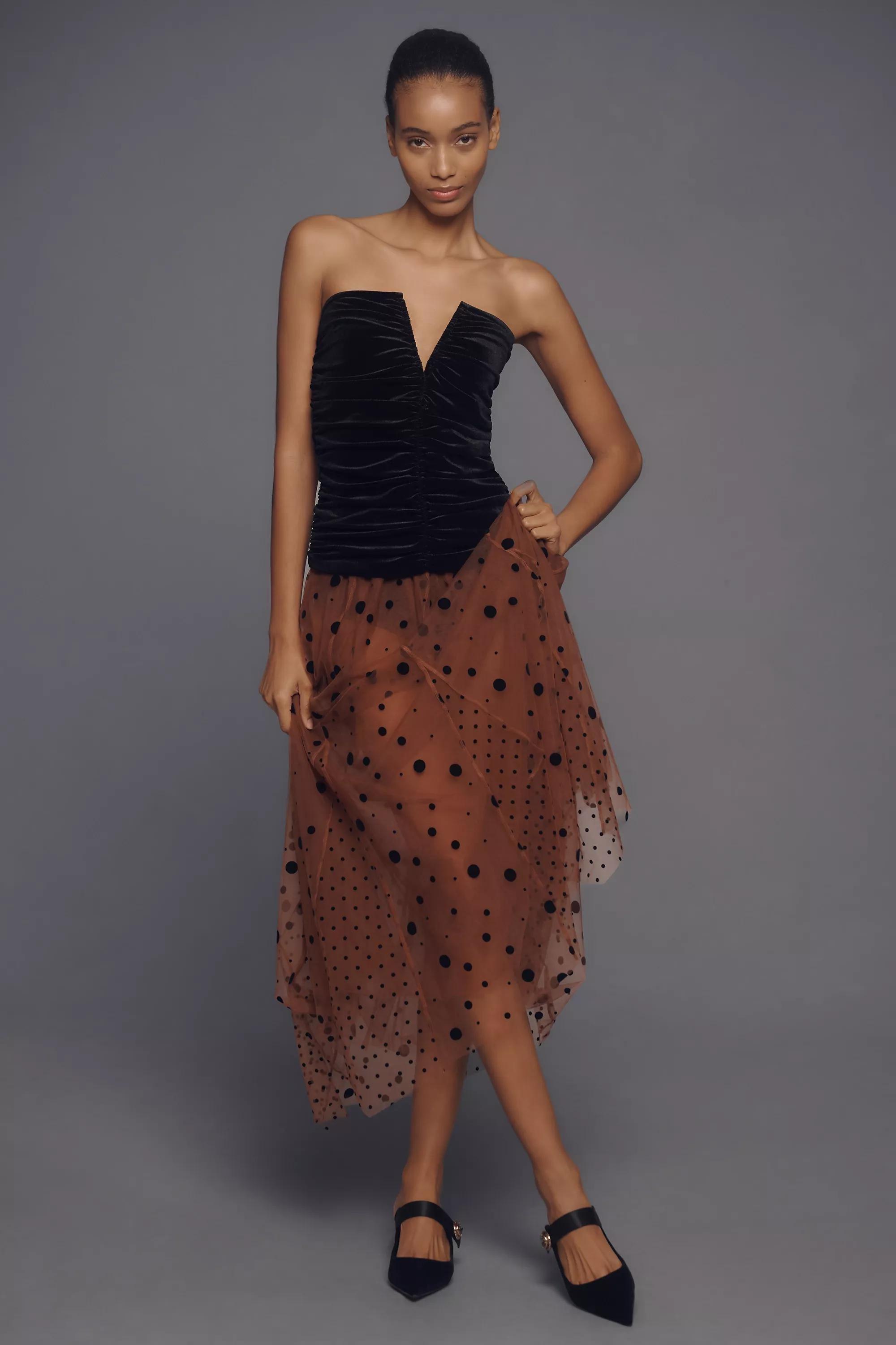 Anthropologie Textured Flowy Party Maxi, Brown, , large image number 0