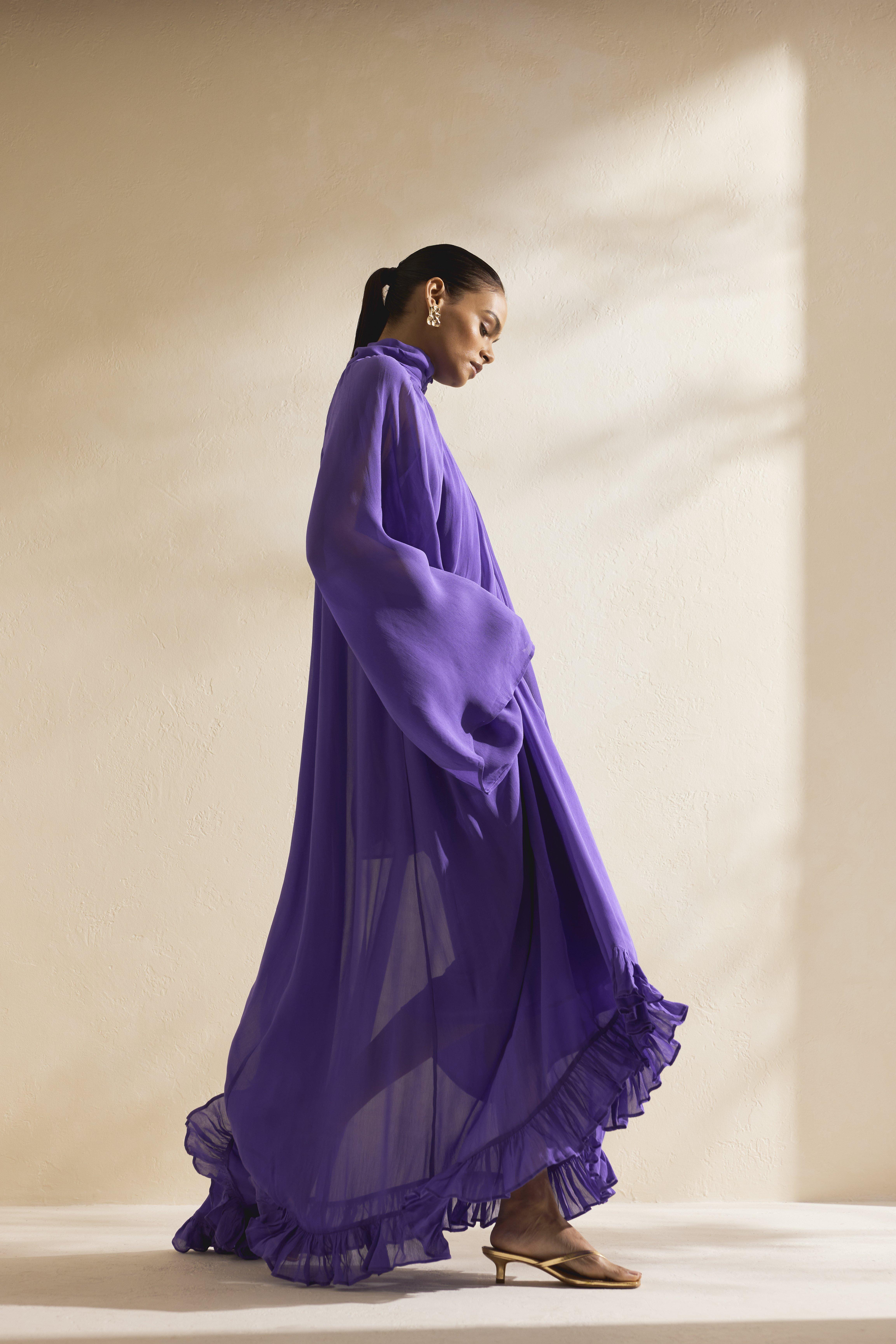 Ruffle Hem Maxi Dress, Purple, , large image number 1