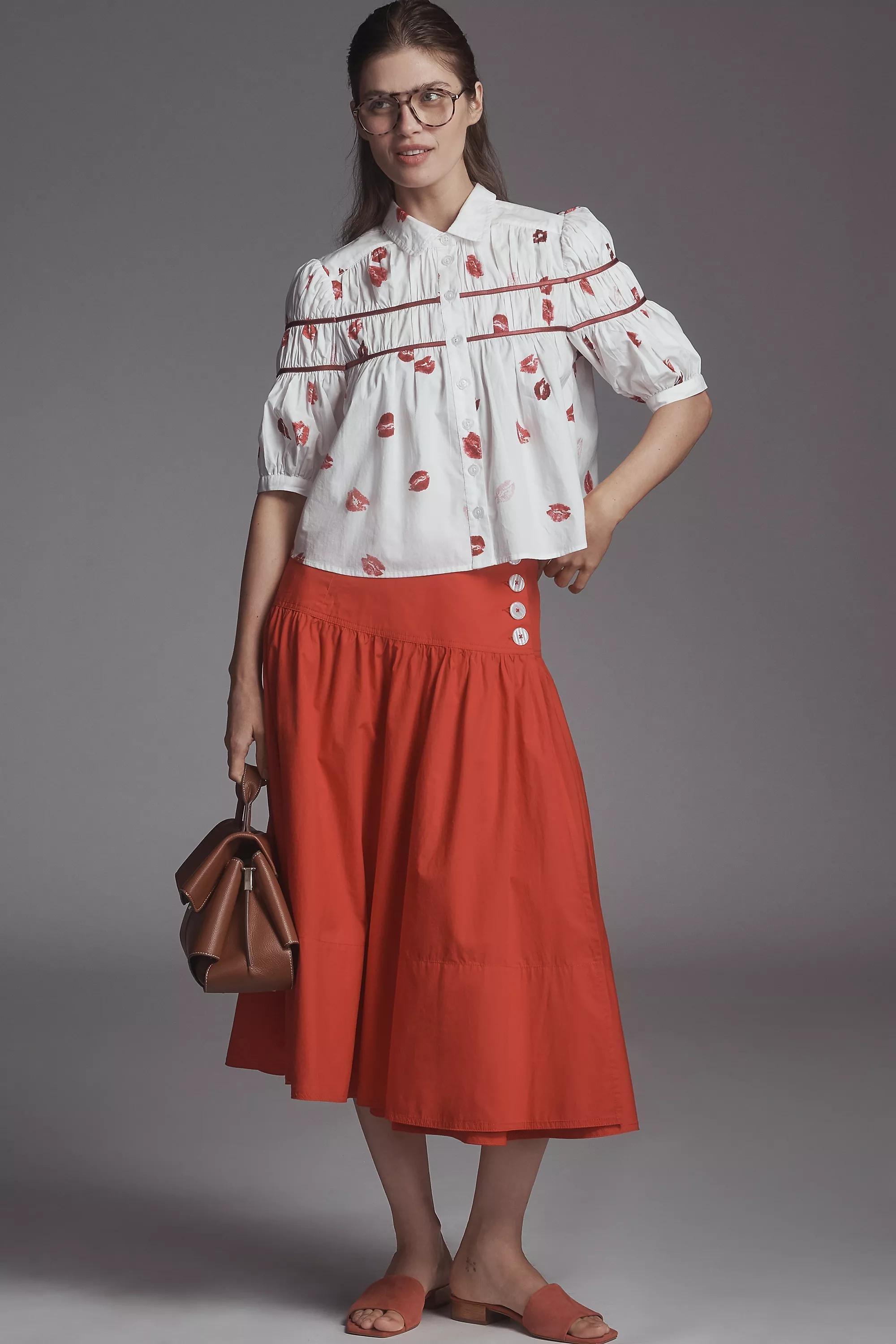 The Leandra Shirred Yoke Blouse By Maeve, Ivory, A501_0011, large image number 3