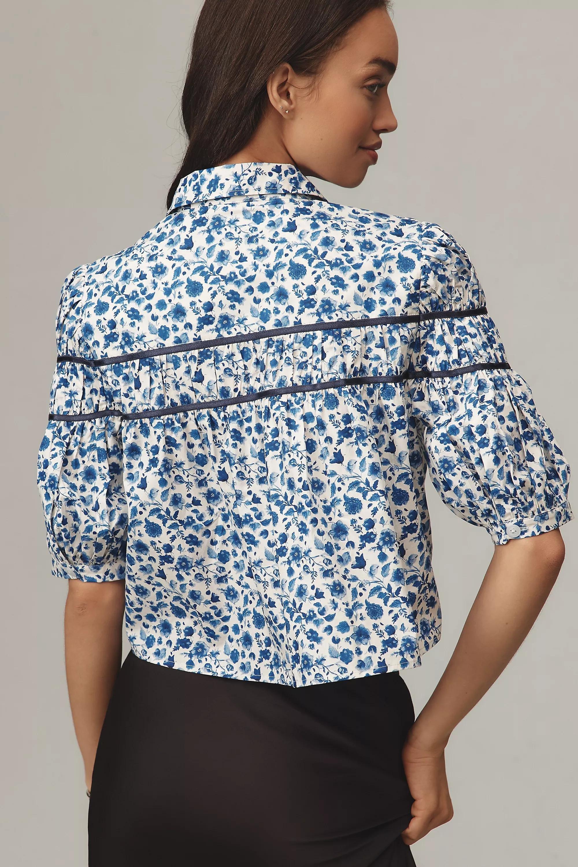 By Maeve Shirred Yoke Blouse, Multicolour, , large image number 1