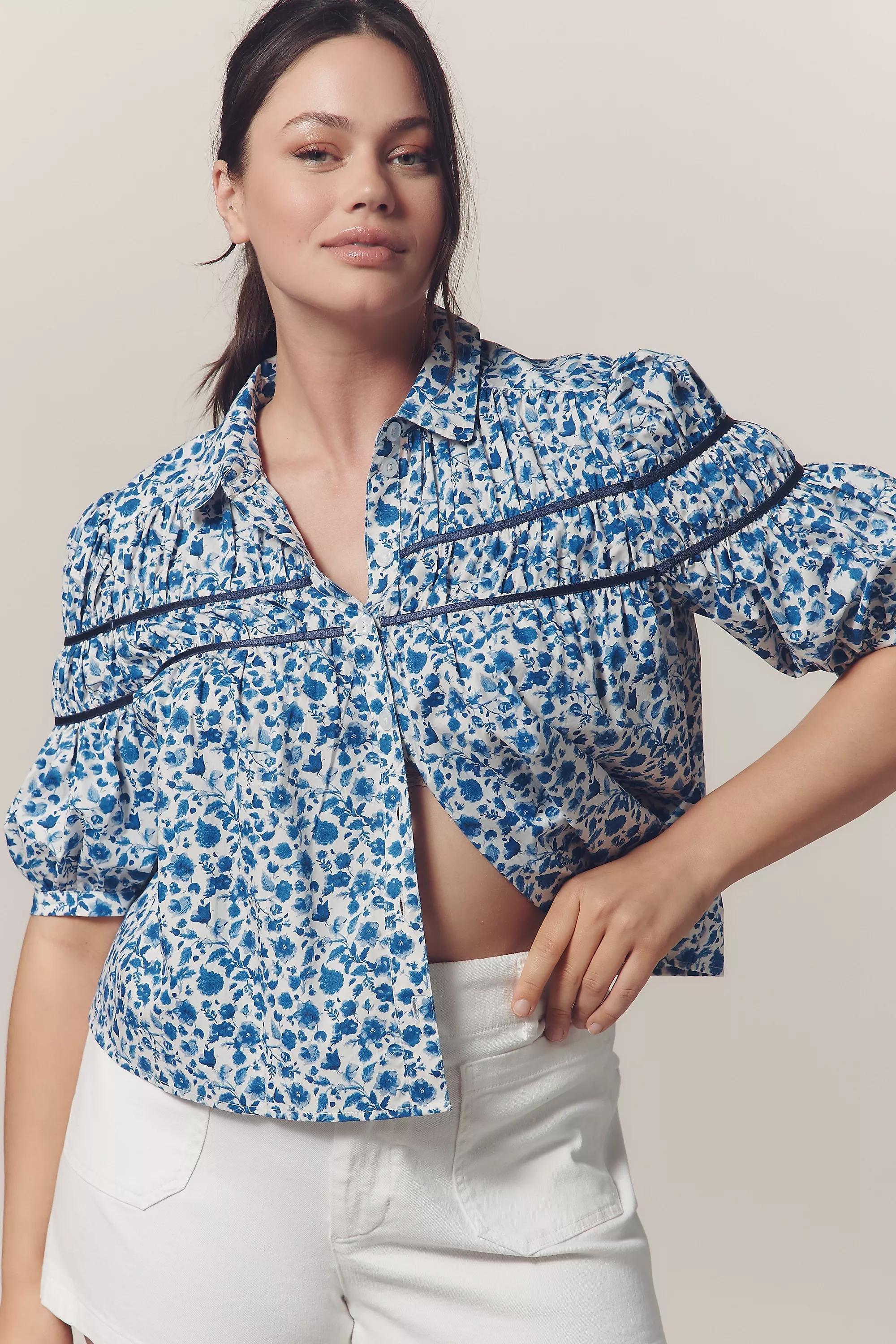 By Maeve Shirred Yoke Blouse, Multicolour, , large image number 4