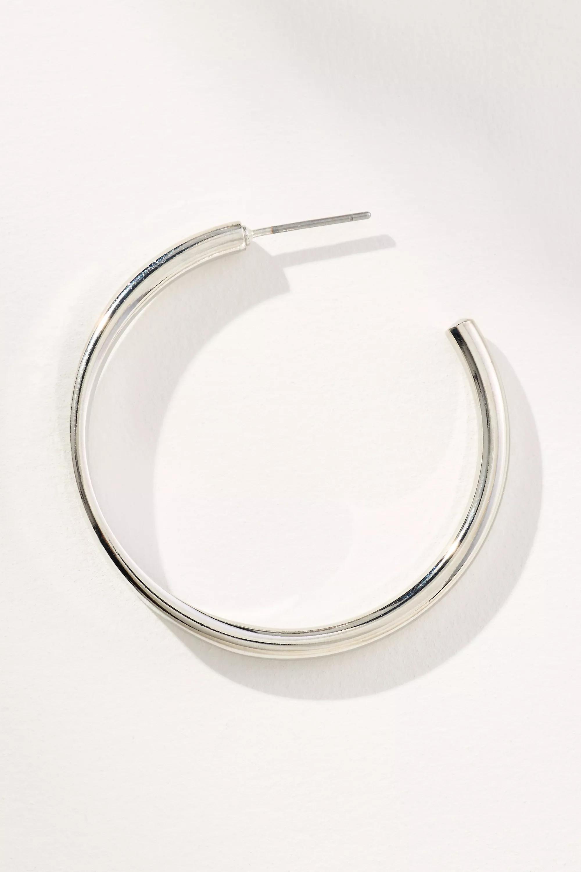 Thin Rocker Hoop Earrings, Silver, A501_0007, large image number 3