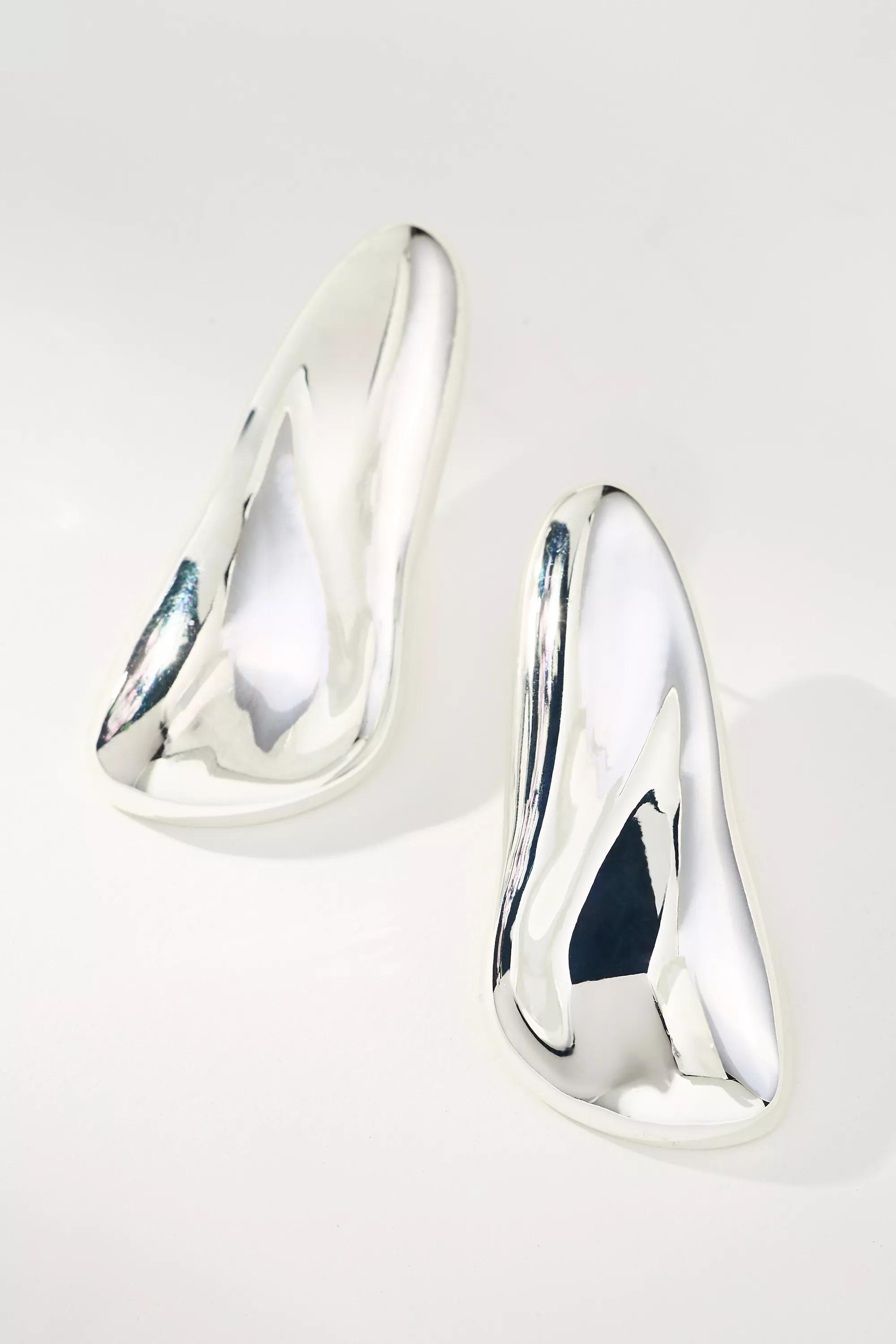 Anthropologie Textured Oversized Stud Earrings, 14K Silver, A501_0007, large image number 0
