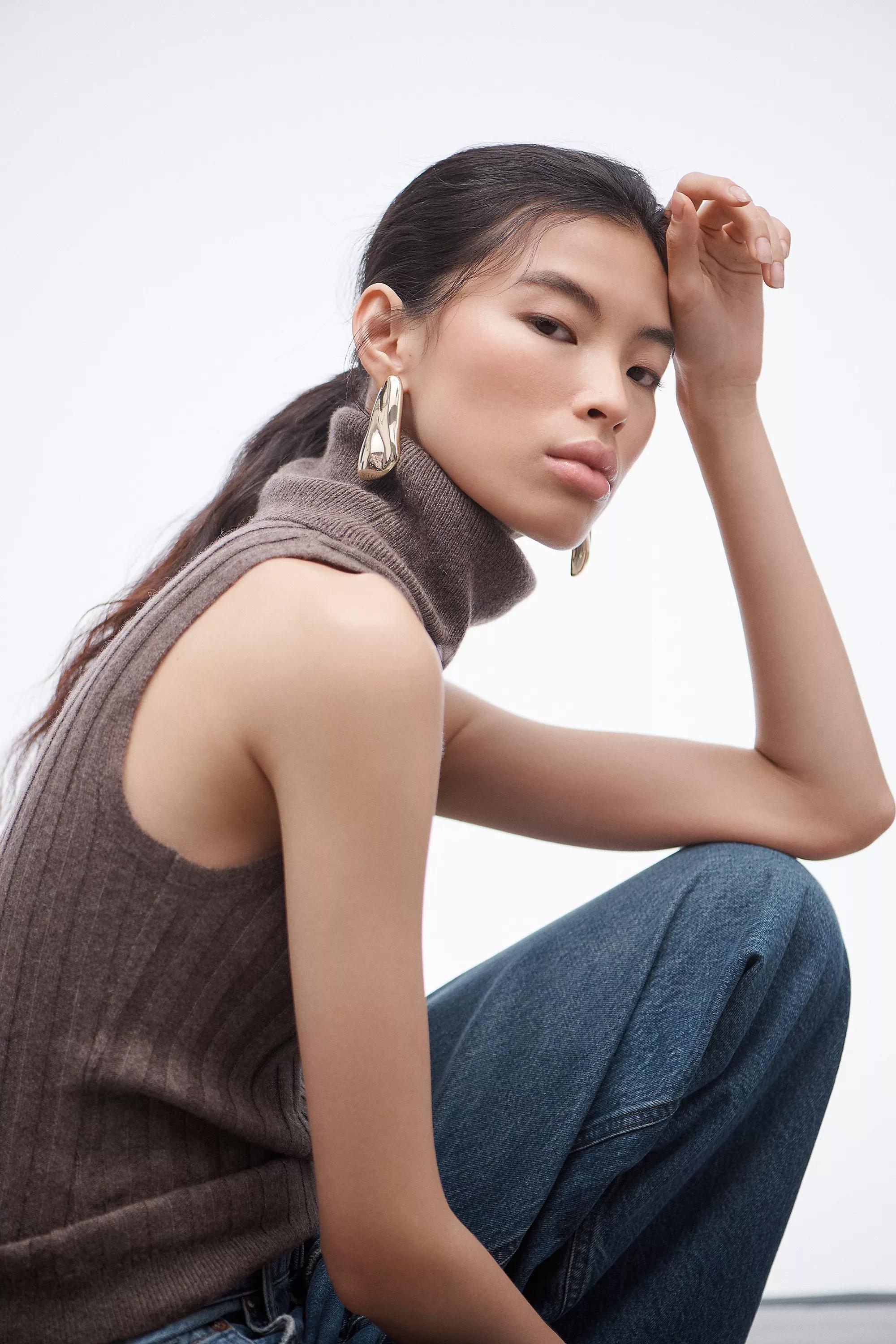 Anthropologie Drop Earrings, Gold, A501_0070, large image number 1