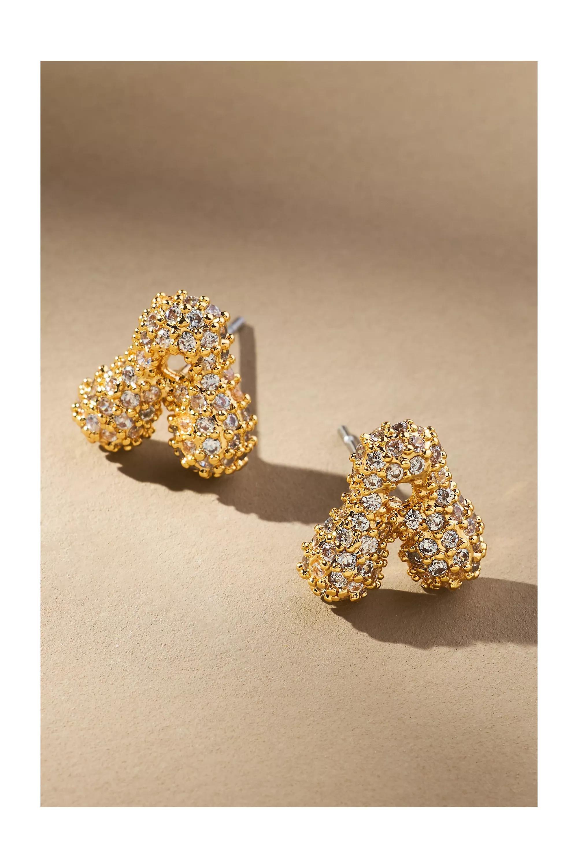Anthropologie Bubble Letter Monogram Earrings, Gold, A501_0901, large image number 0