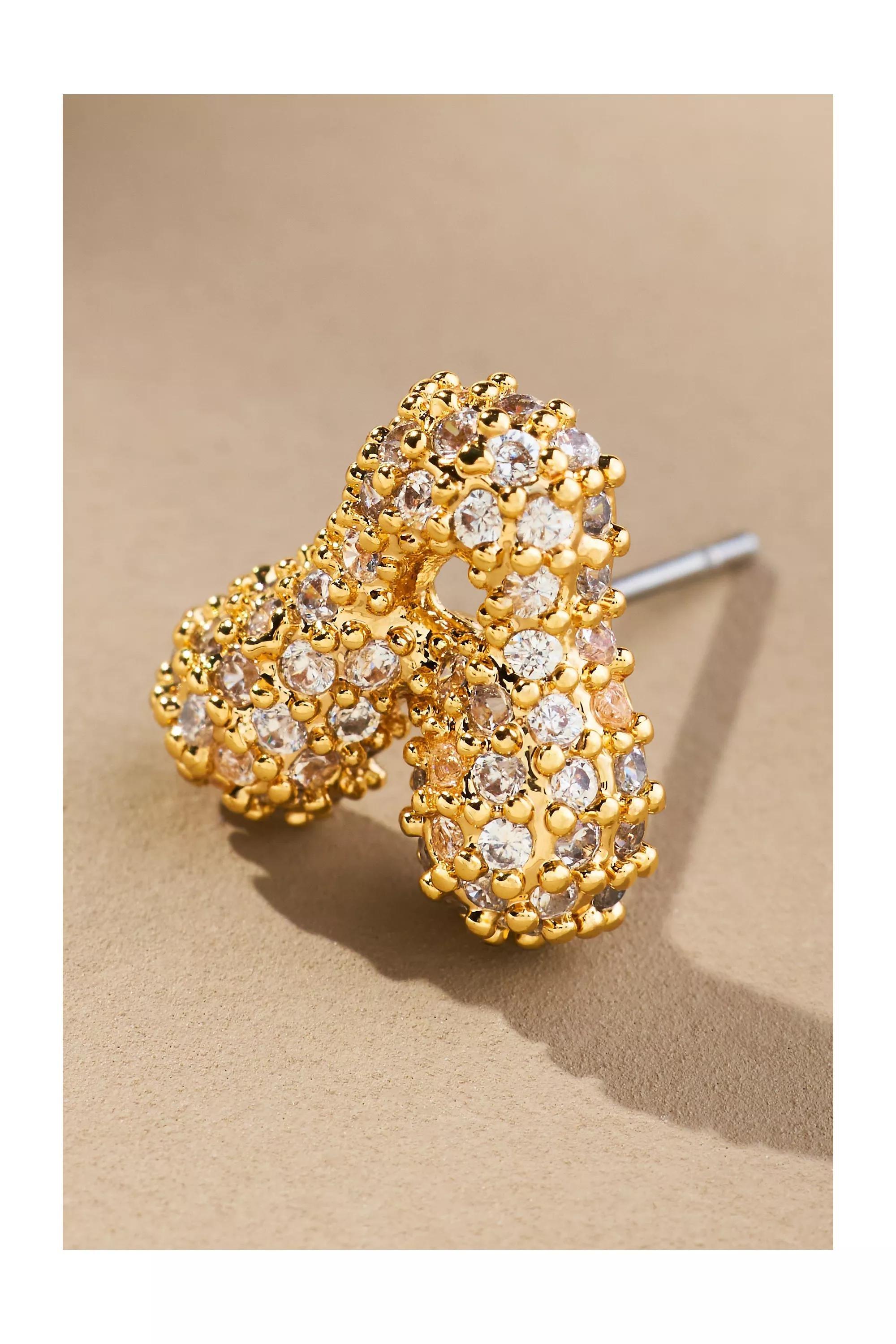 Anthropologie Bubble Letter Monogram Earrings, Gold, A501_0901, large image number 2