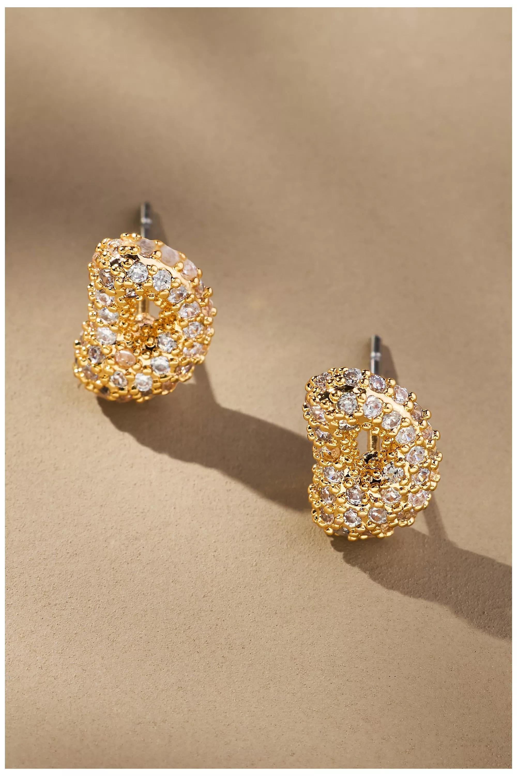 Anthropologie Bubble Letter Monogram Earrings, Gold, A501_0904, large image number 0