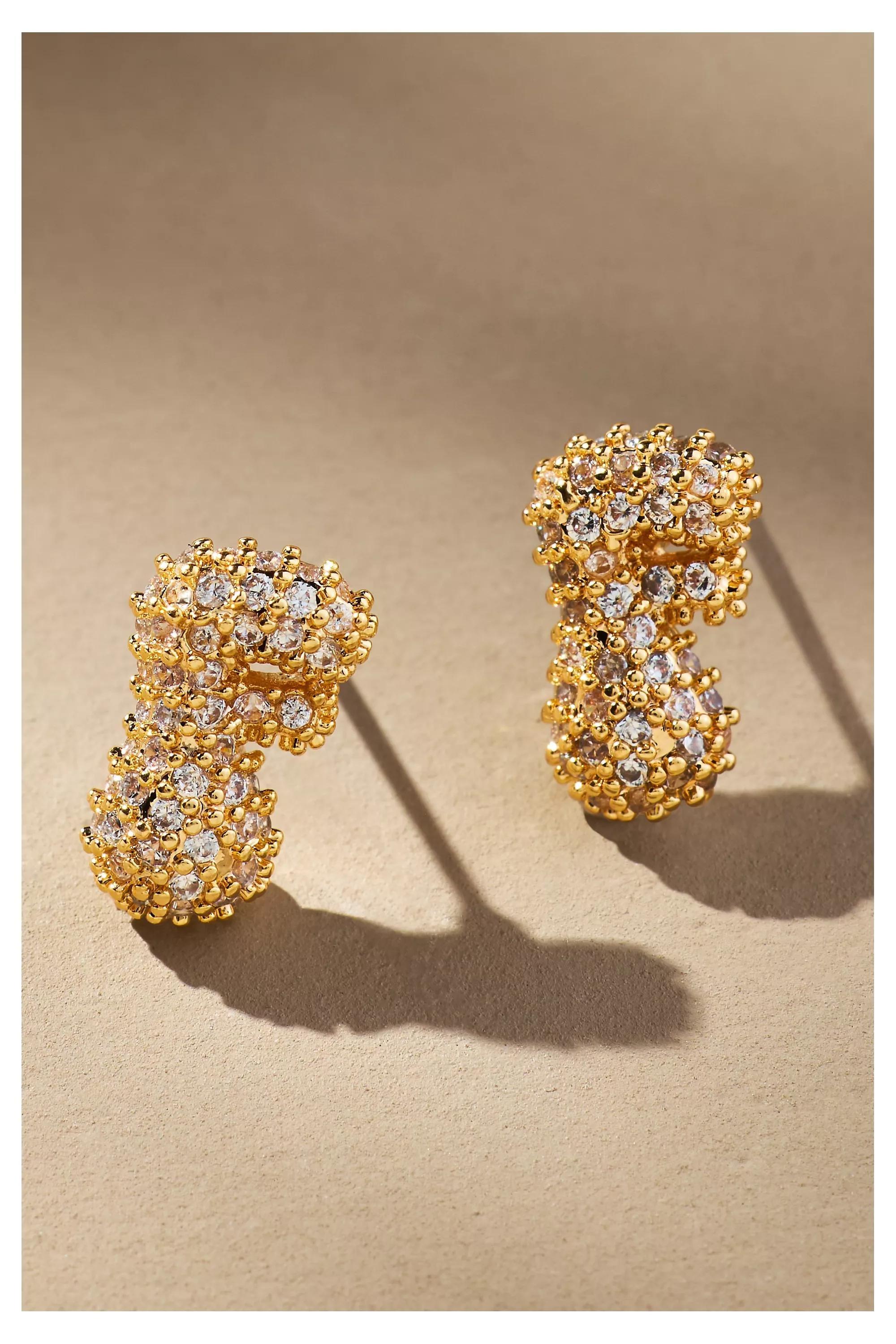 Anthropologie Bubble Letter Monogram Earrings, Gold, A501_0906, large image number 0