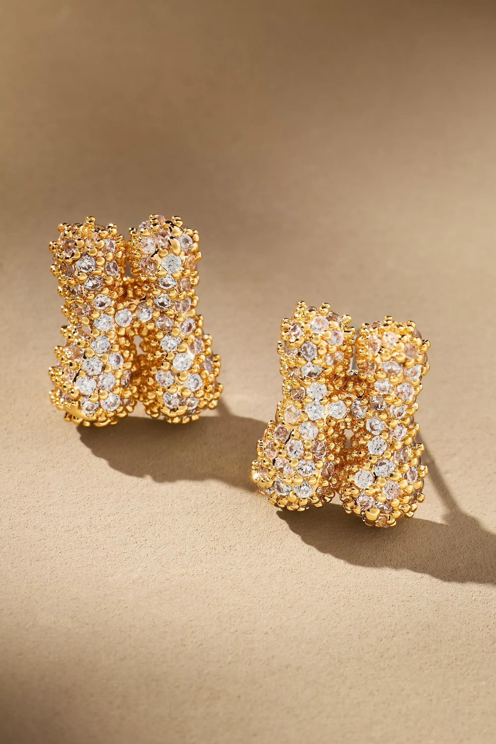 Anthropologie H Bubble Letter Monogram Earrings, Gold, A501_0908, large image number 0