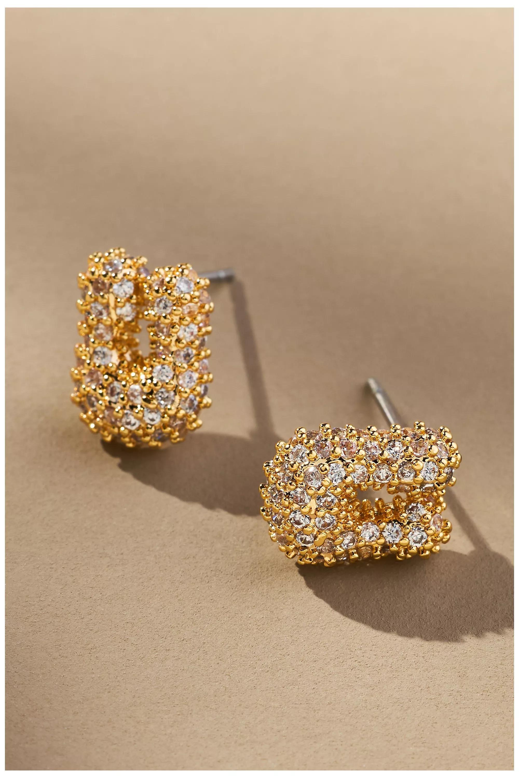 Anthropologie Bubble Letter Monogram Earrings, Gold, A501_0921, large image number 0