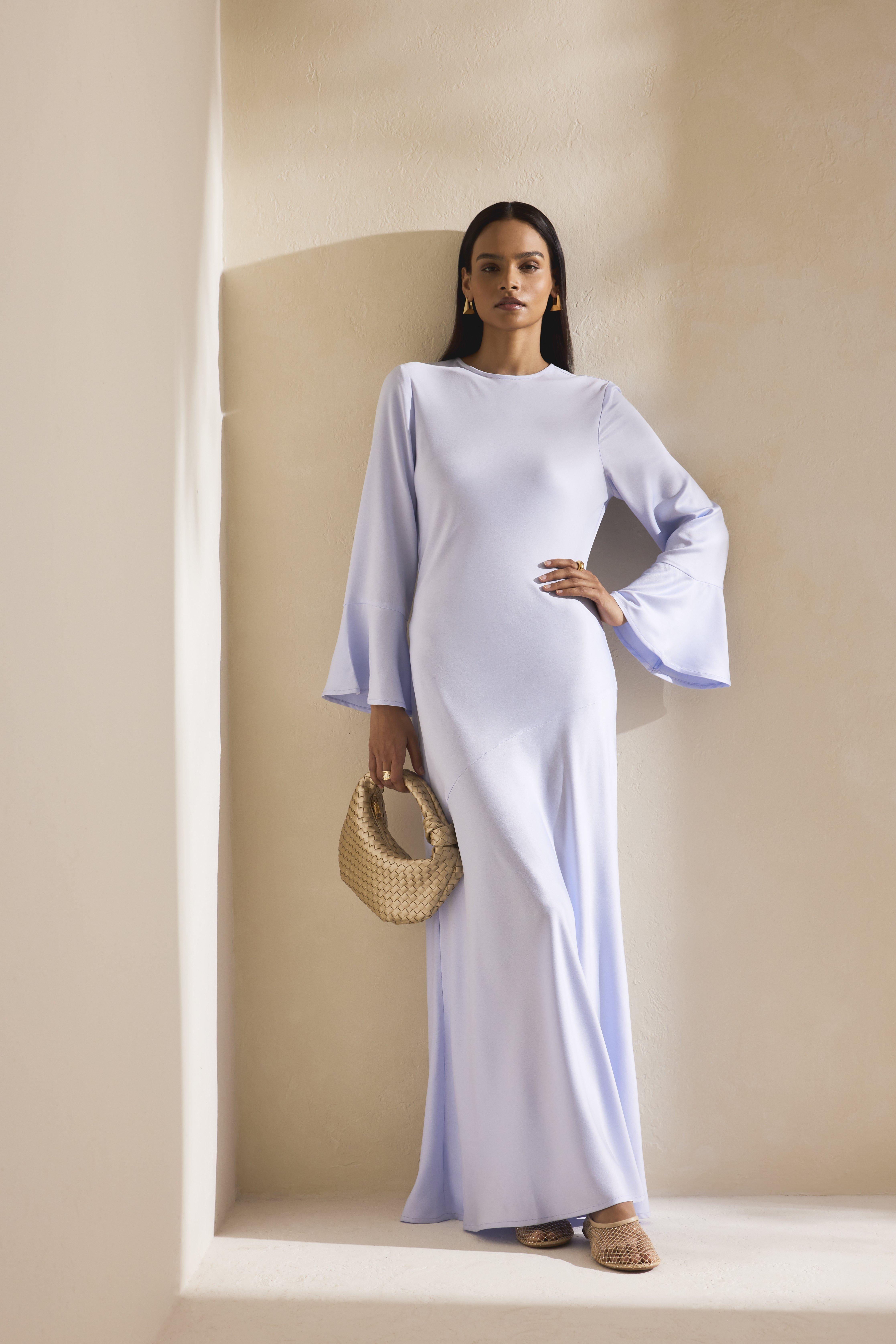 Fe Satin Beren Dress, Blue, , large image number 0